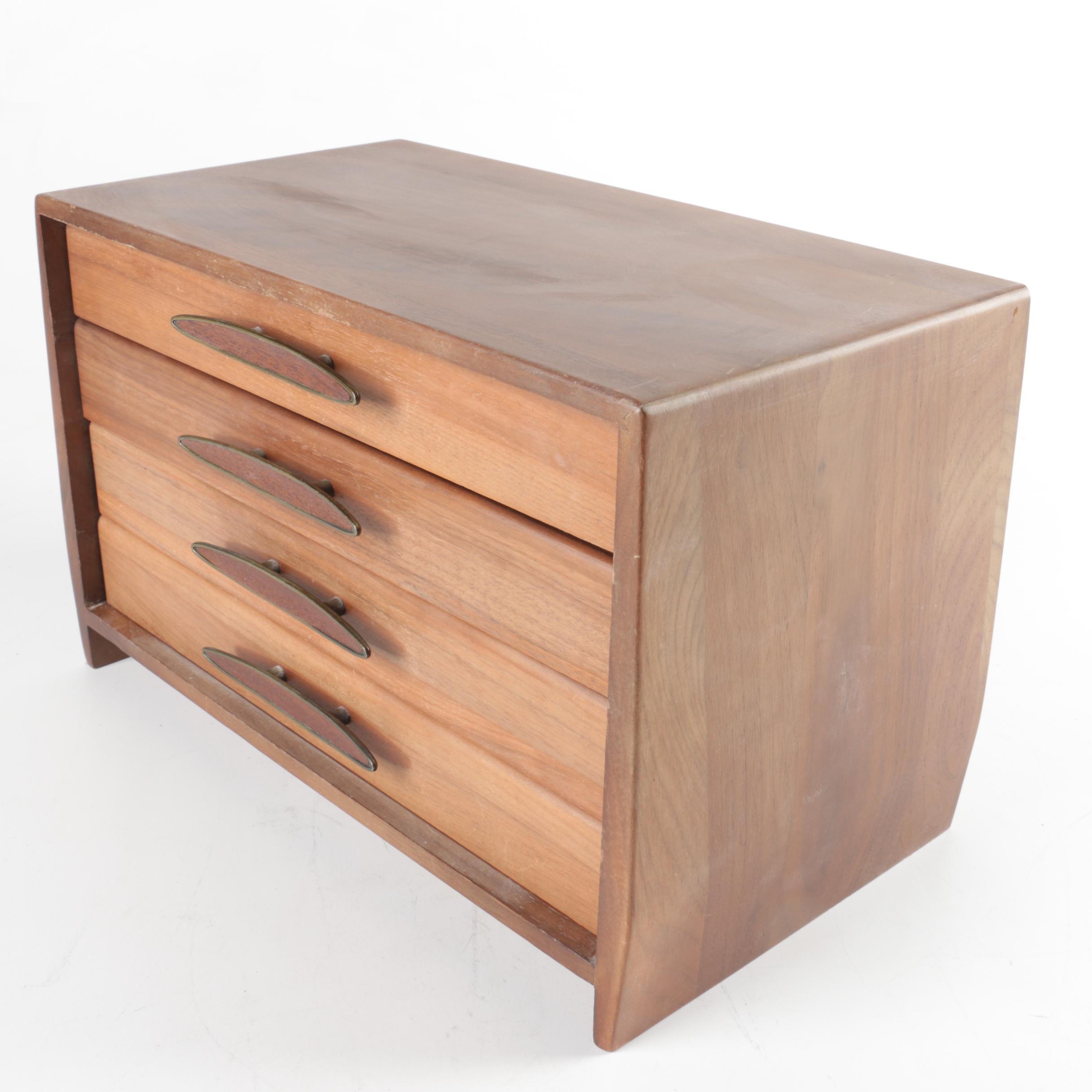 Mid Century Modern Style Walnut Jewelry Box