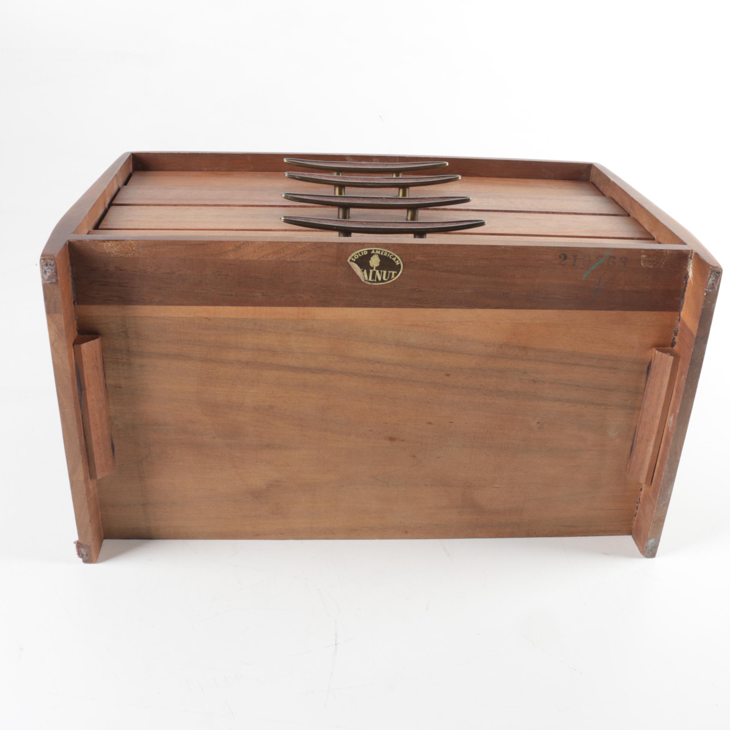 Mid Century Modern Style Walnut Jewelry Box