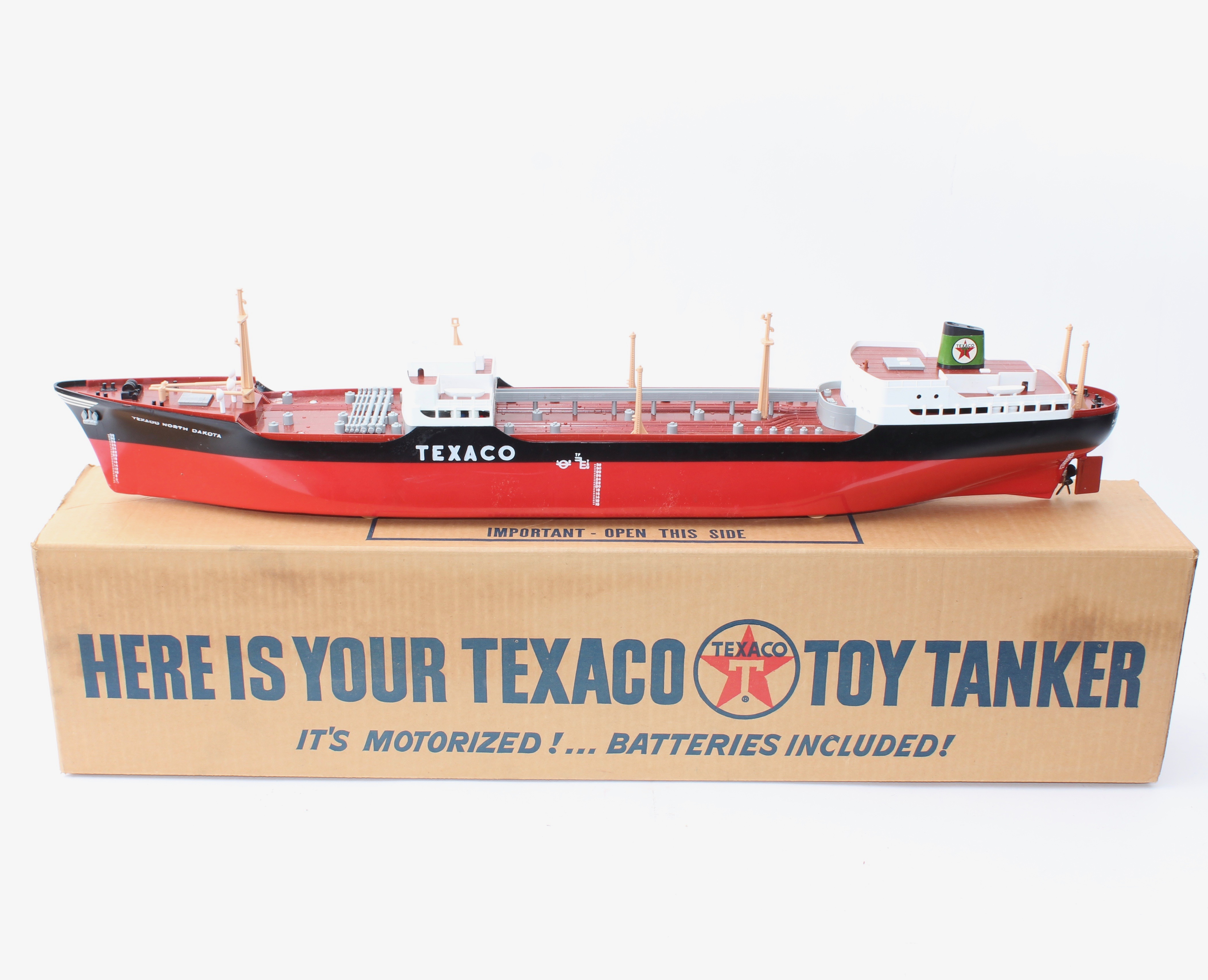 Vintage Texaco Fire Truck, Fire Hat, and Fuel Boat Replica