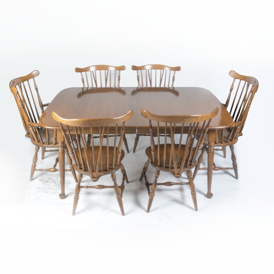 Early American Style Maple Table and Six Chairs by Heywood Wakefield