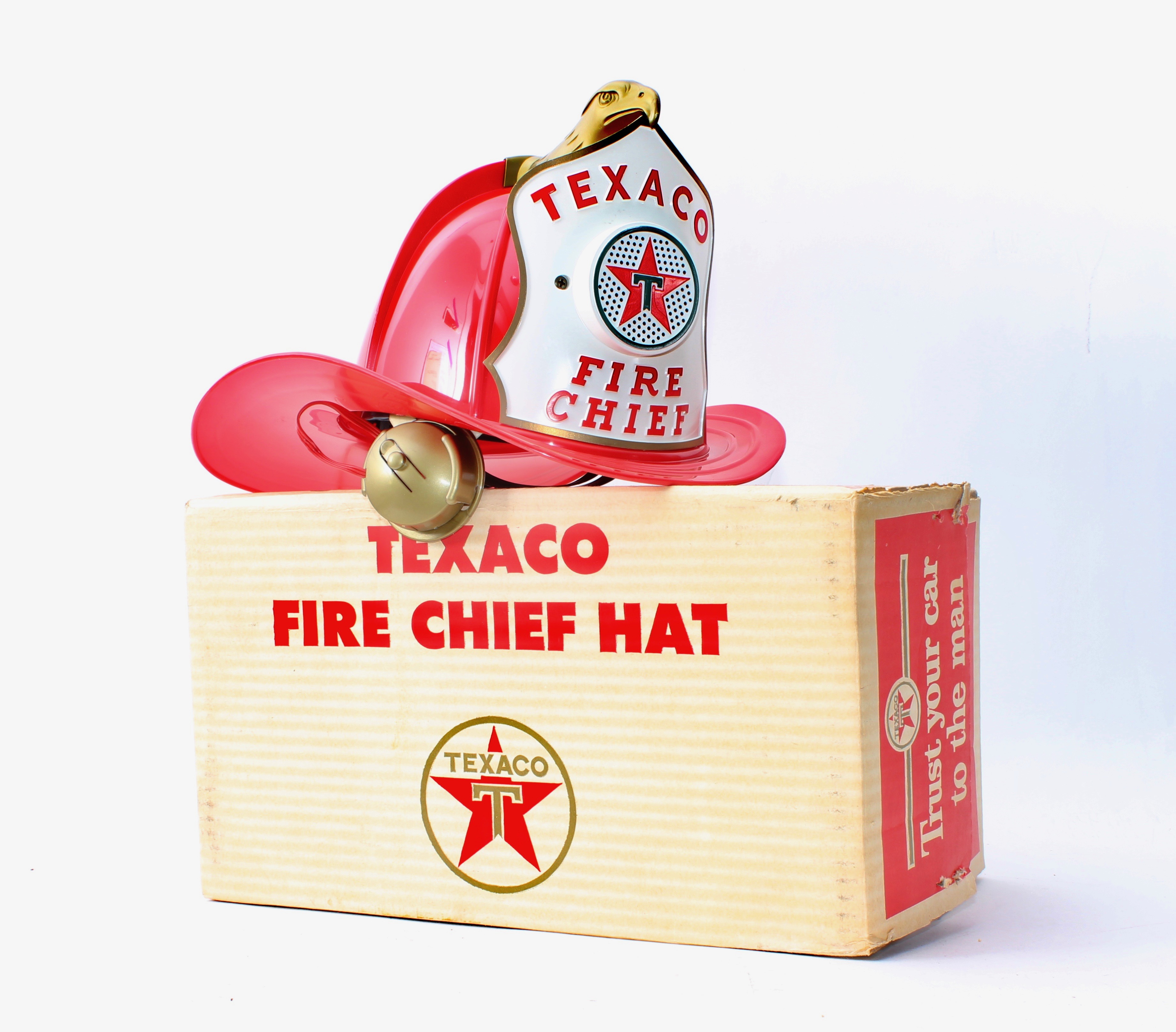 Vintage Texaco Fire Truck, Fire Hat, and Fuel Boat Replica