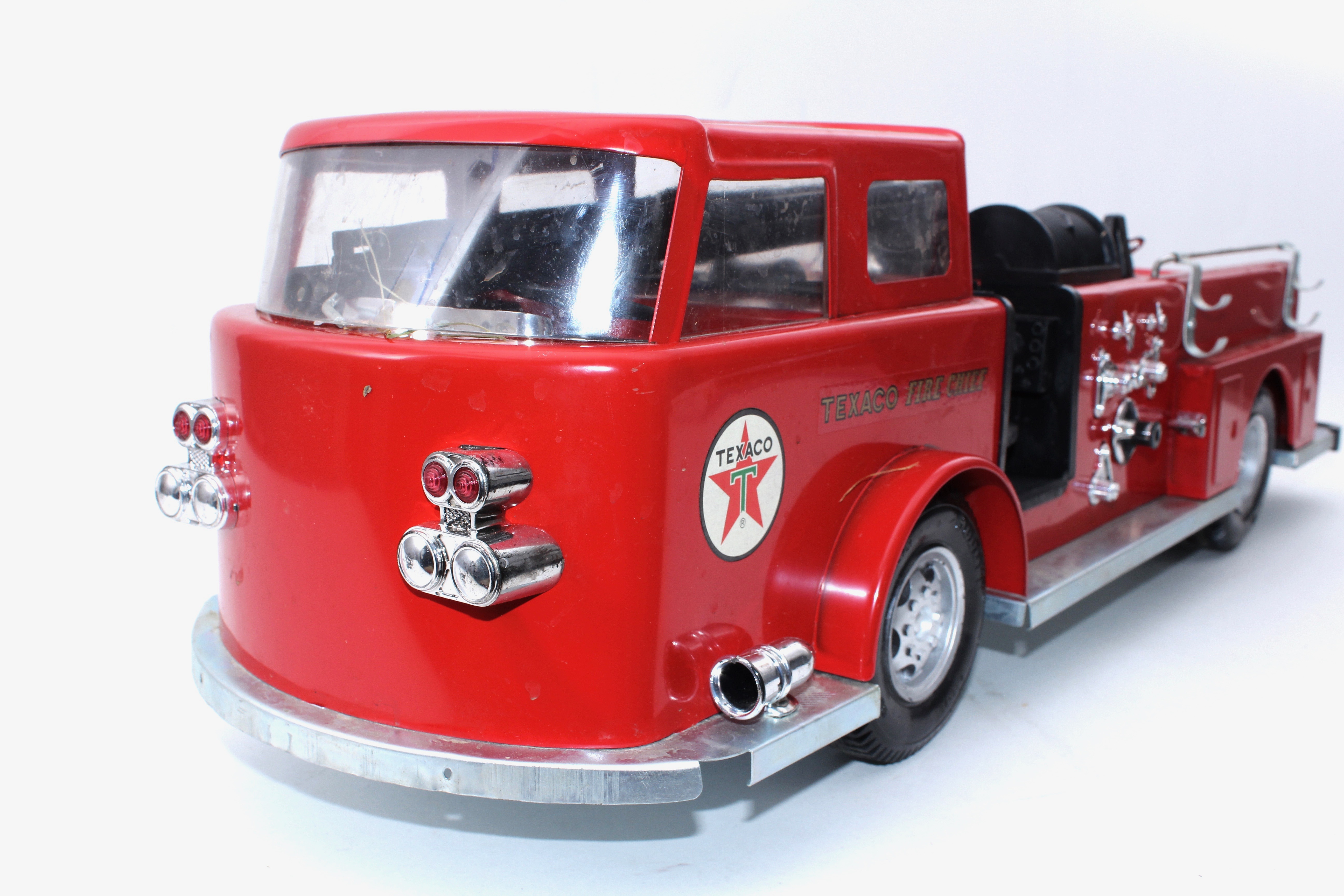 Vintage Texaco Fire Truck, Fire Hat, and Fuel Boat Replica