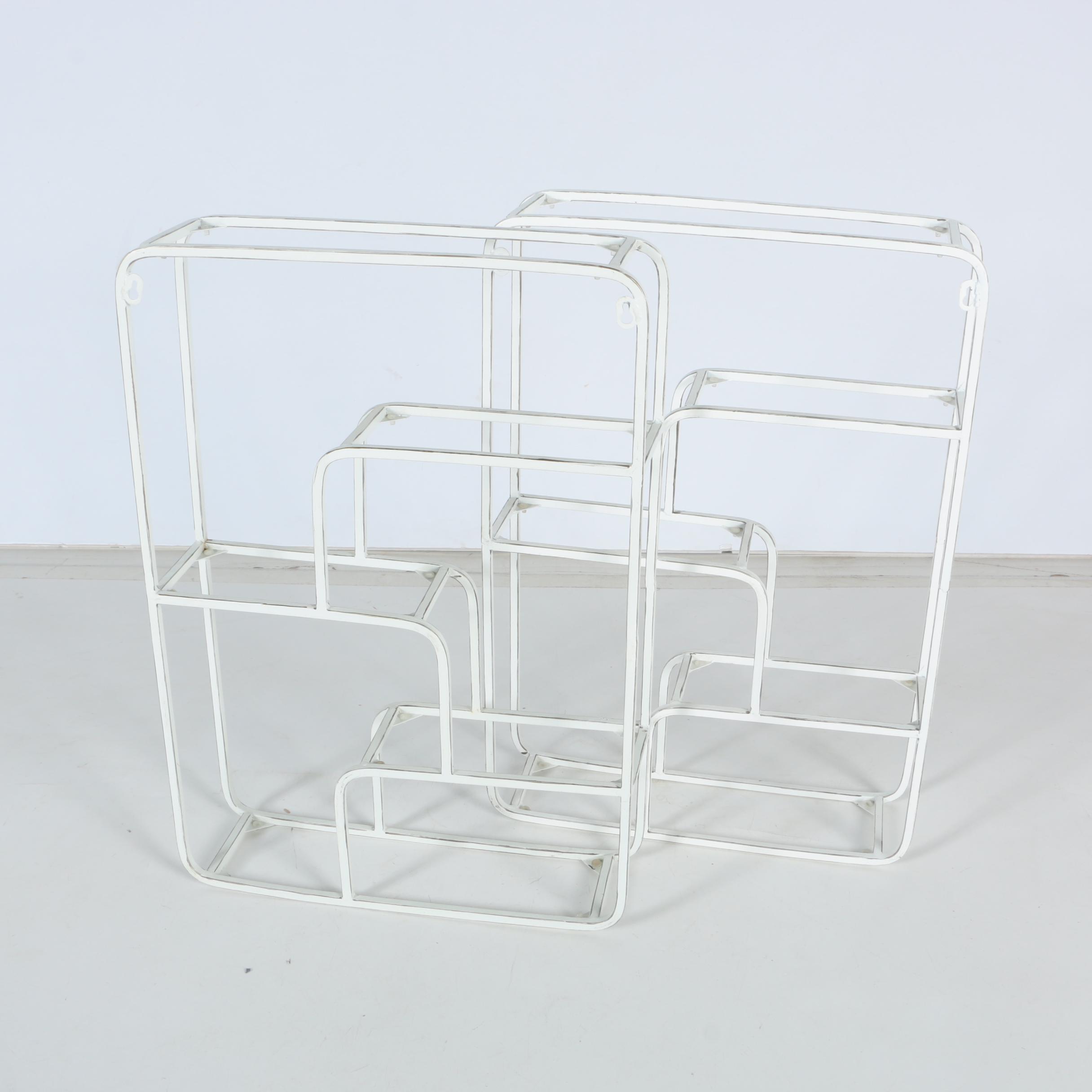 Metal Wall Shelving and Wooden Quilt Rack