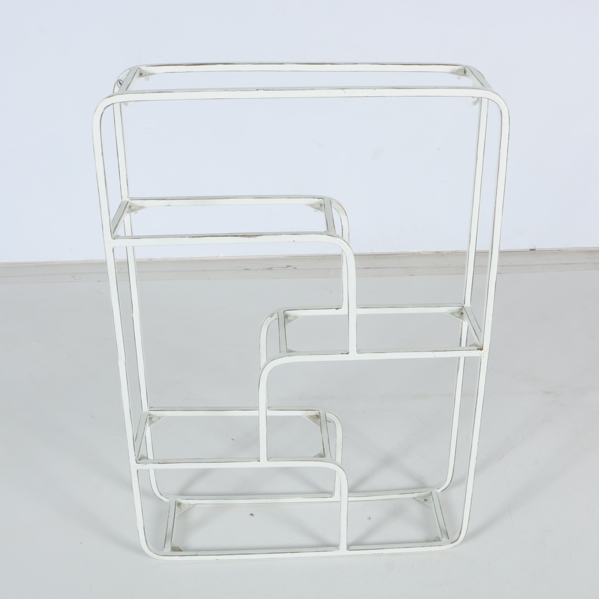 Metal Wall Shelving and Wooden Quilt Rack