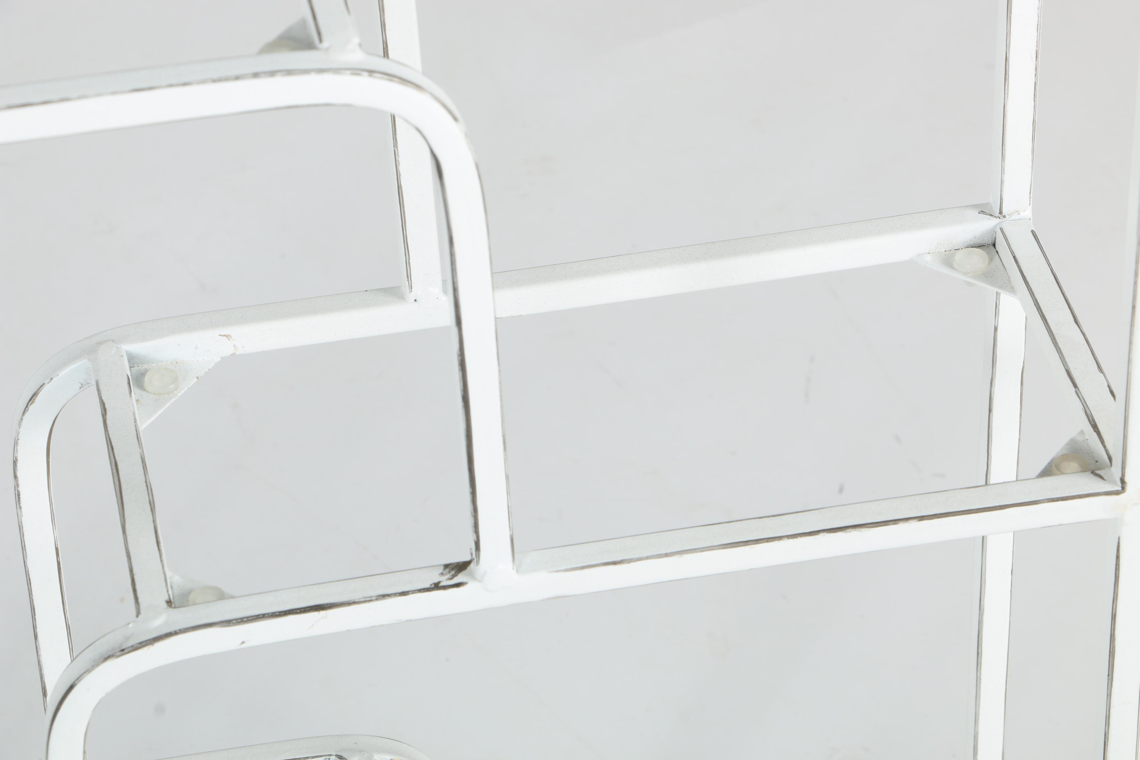 Metal Wall Shelving and Wooden Quilt Rack