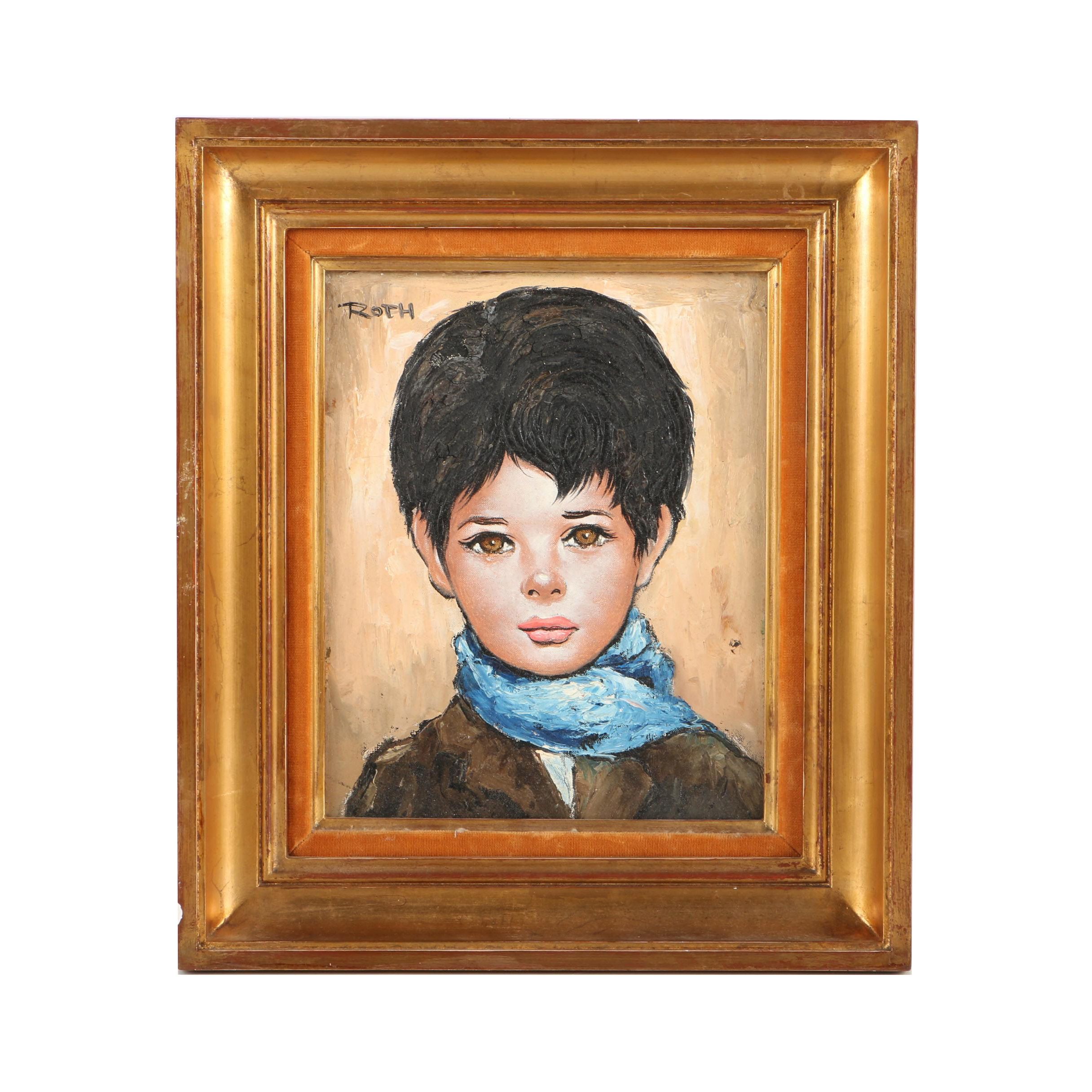 Etienne Roth Oil Painting on Canvas of Portrait