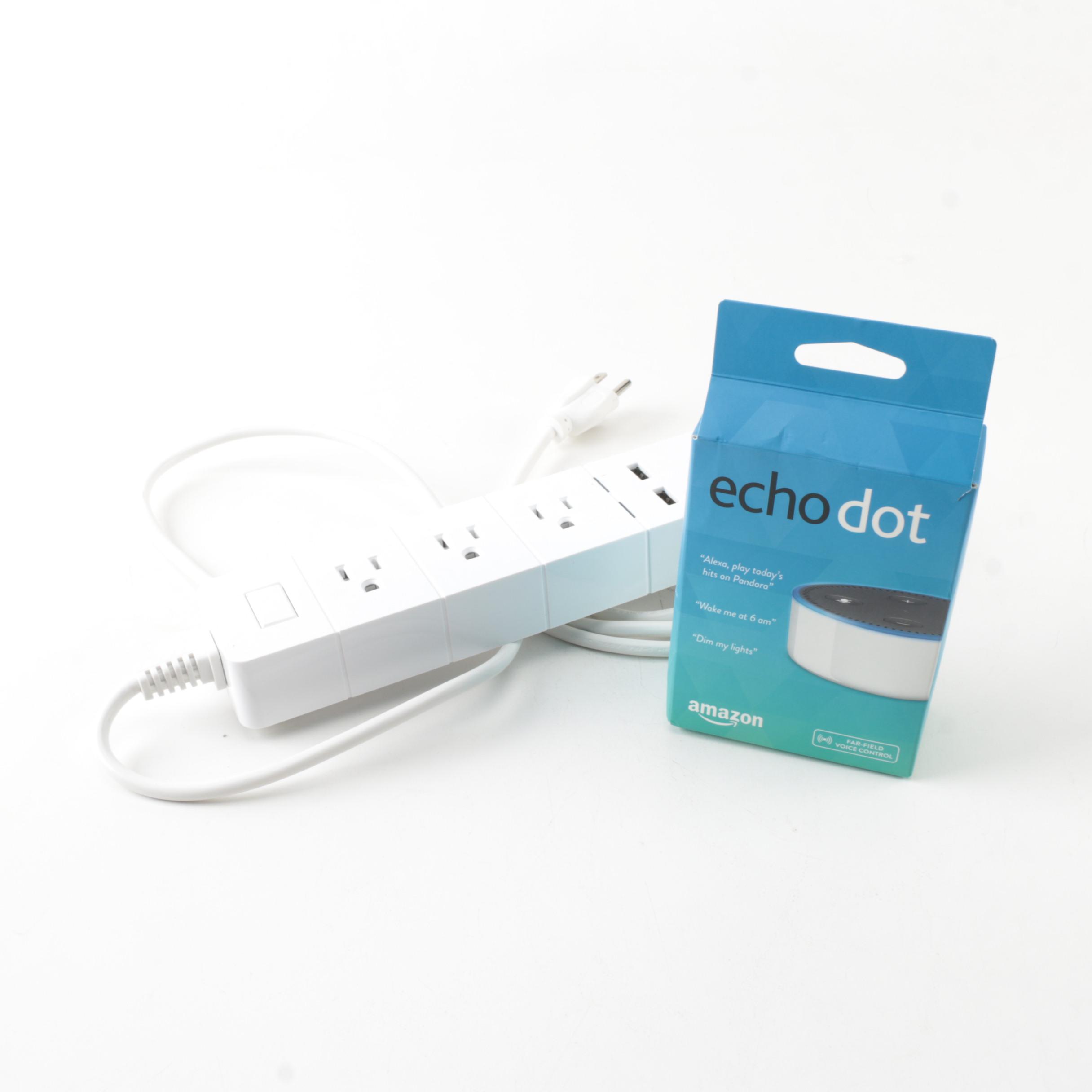 Amazon Echo Dot and WiFi Enabled Surge Protector