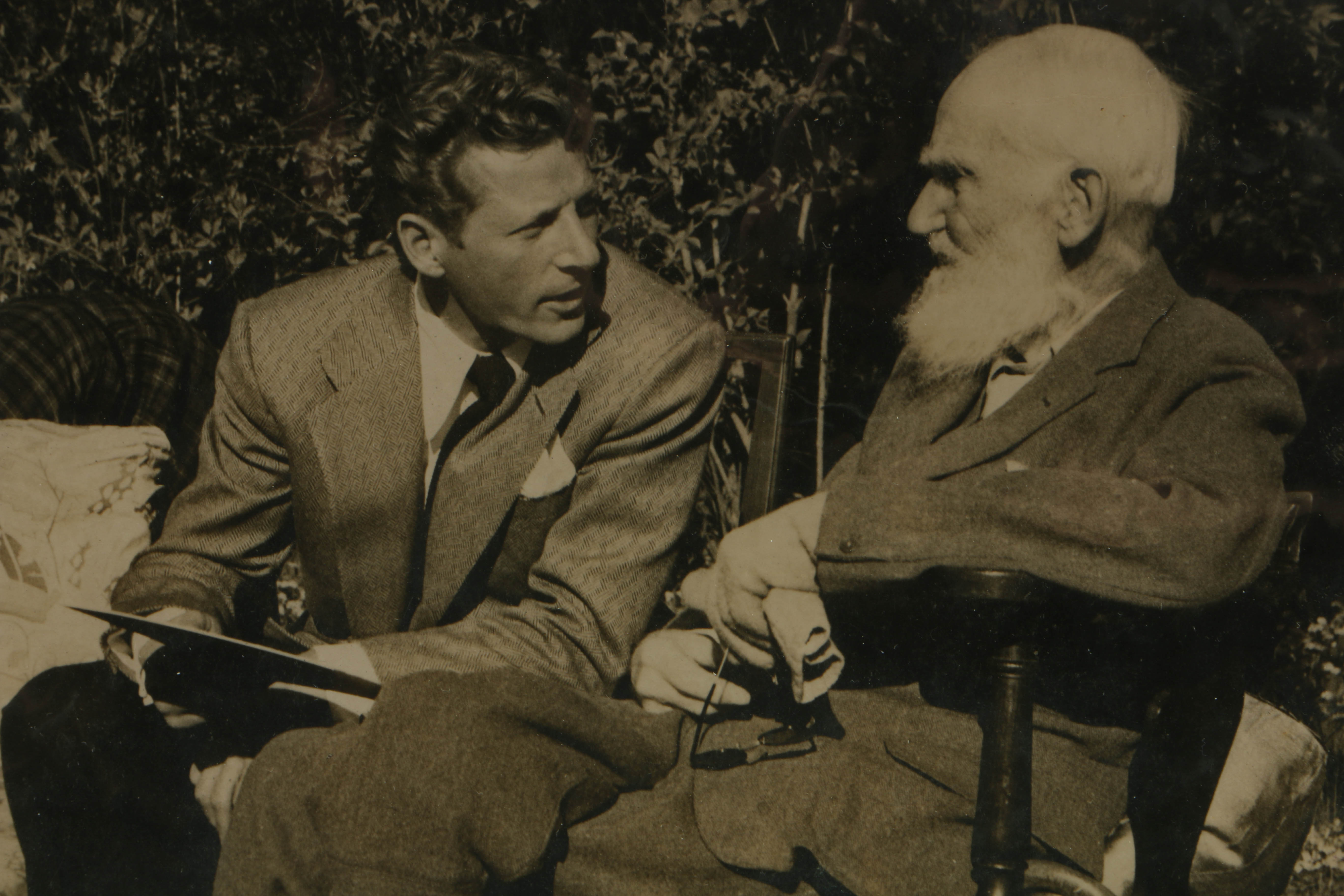 Photo of George Bernard Shaw and Herbert Marshall with Letter