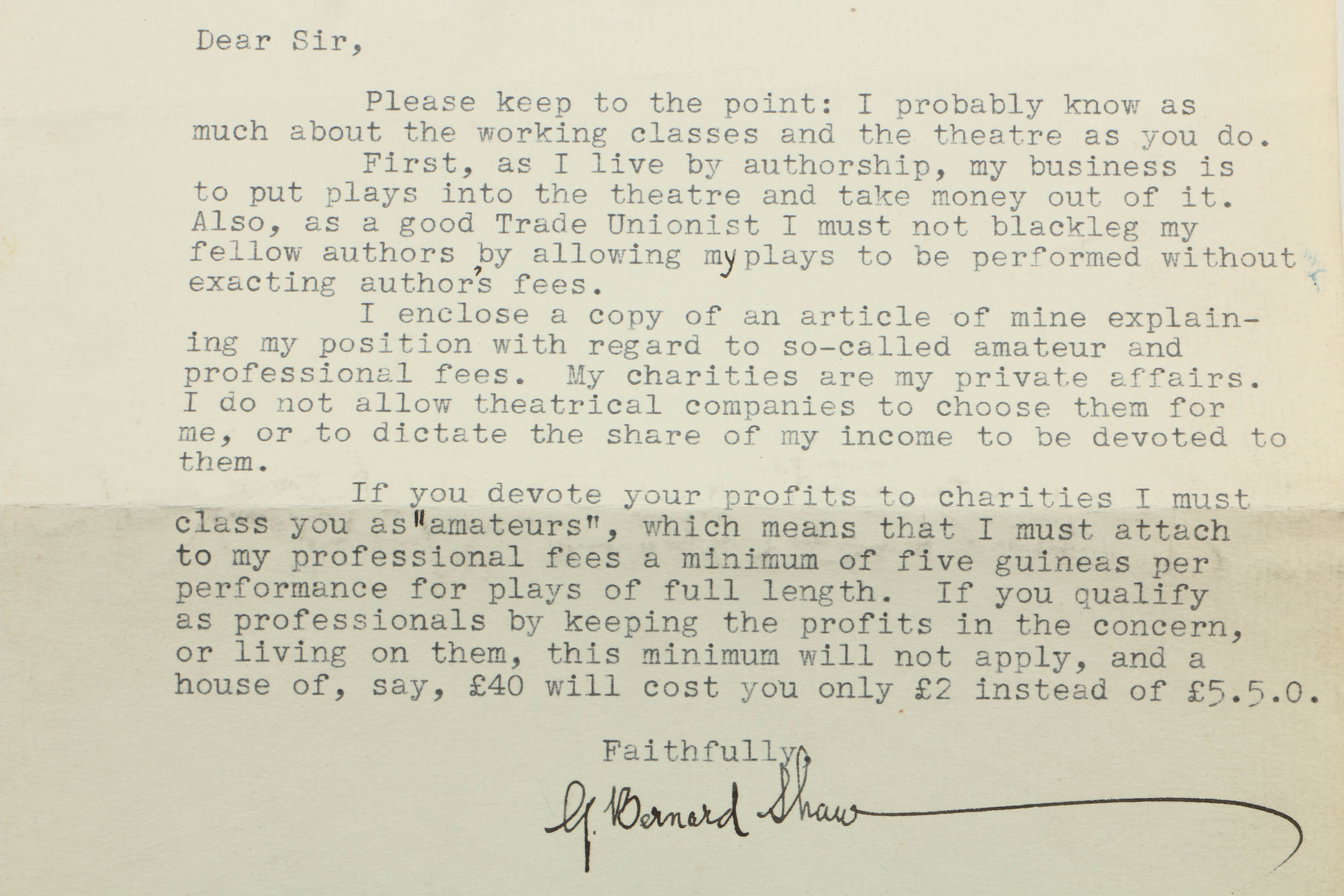 Photo of George Bernard Shaw and Herbert Marshall with Letter