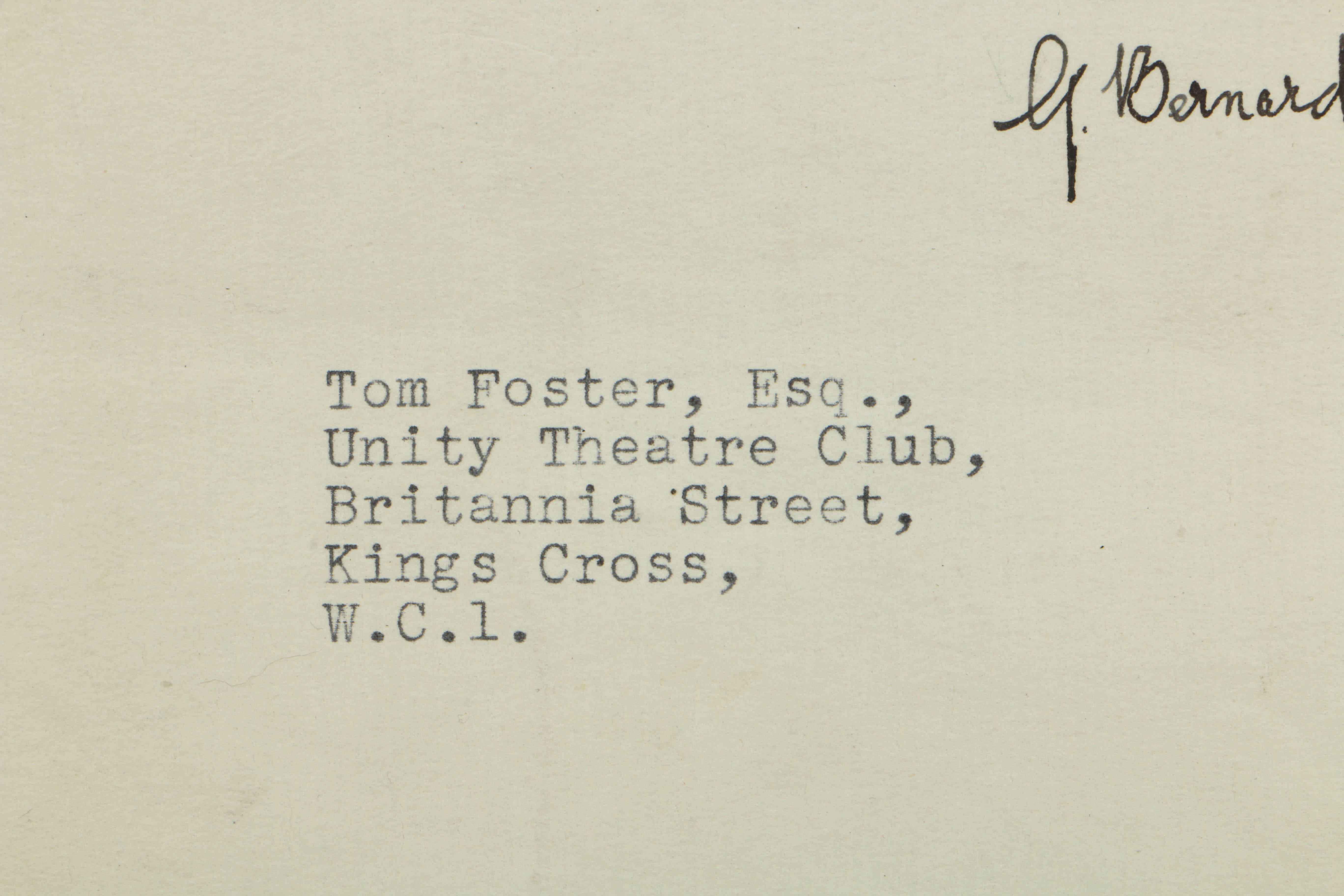 Photo of George Bernard Shaw and Herbert Marshall with Letter