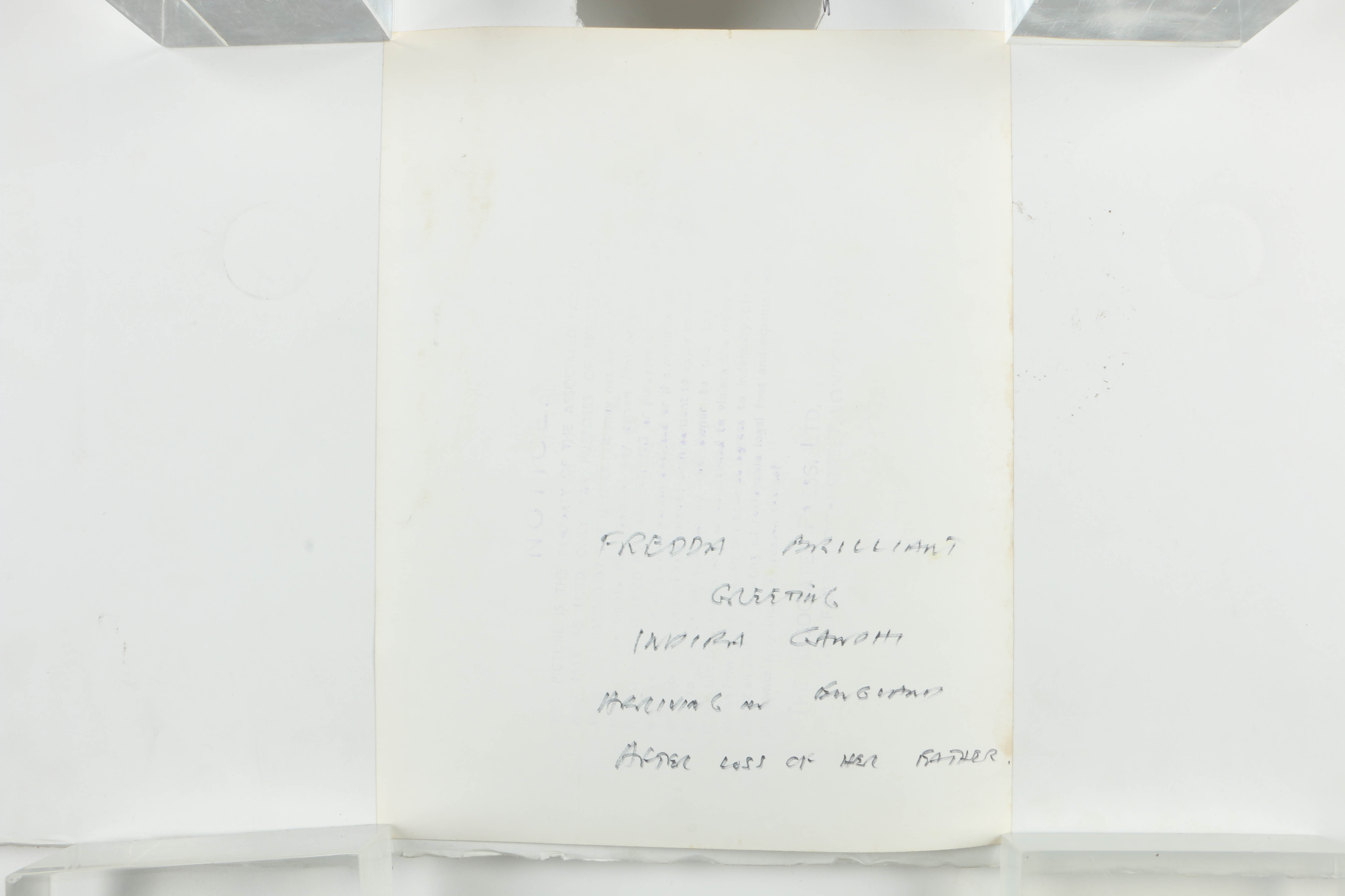 1957 Letter and Photo of Indira Gandhi and Fredda Brilliant