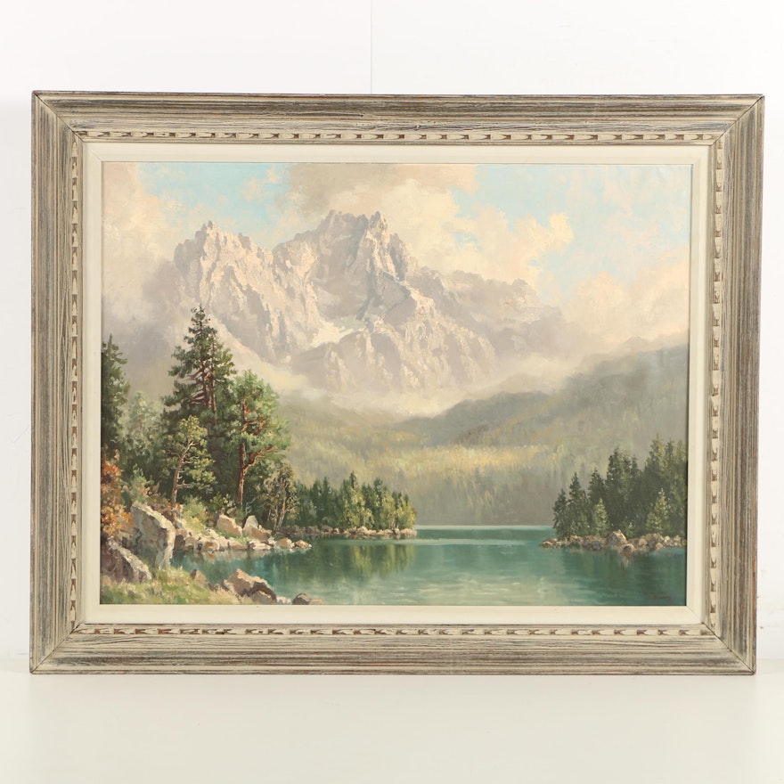 Hans Otto Kraus Oil Painting of a Mountain Lake