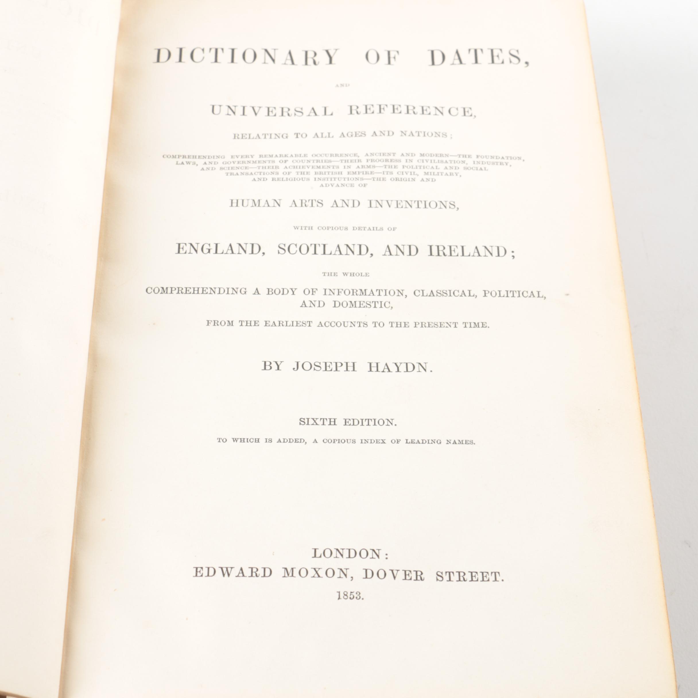 "Poems of Tennyson" and "Hayden's Dictionary of Dates"