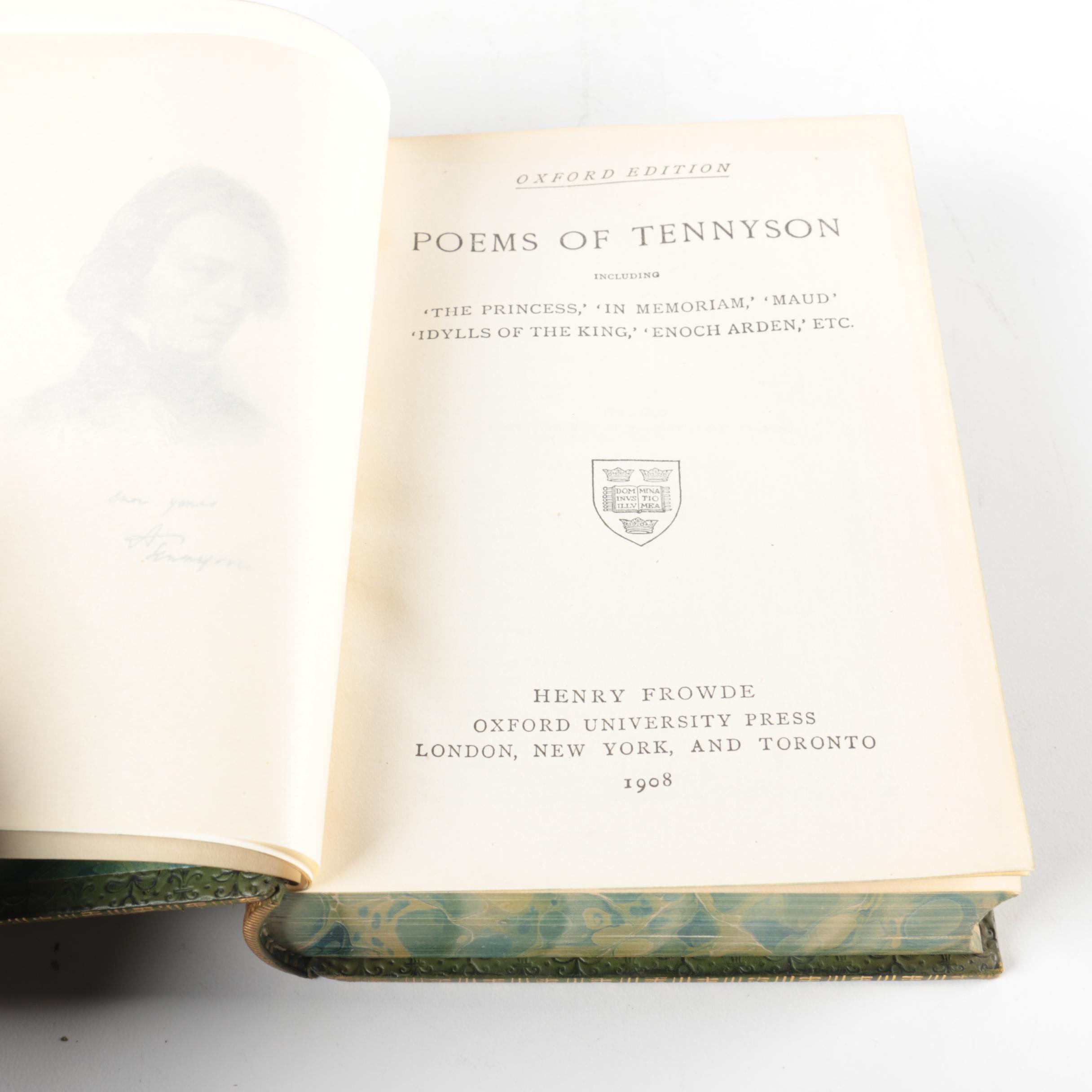 "Poems of Tennyson" and "Hayden's Dictionary of Dates"