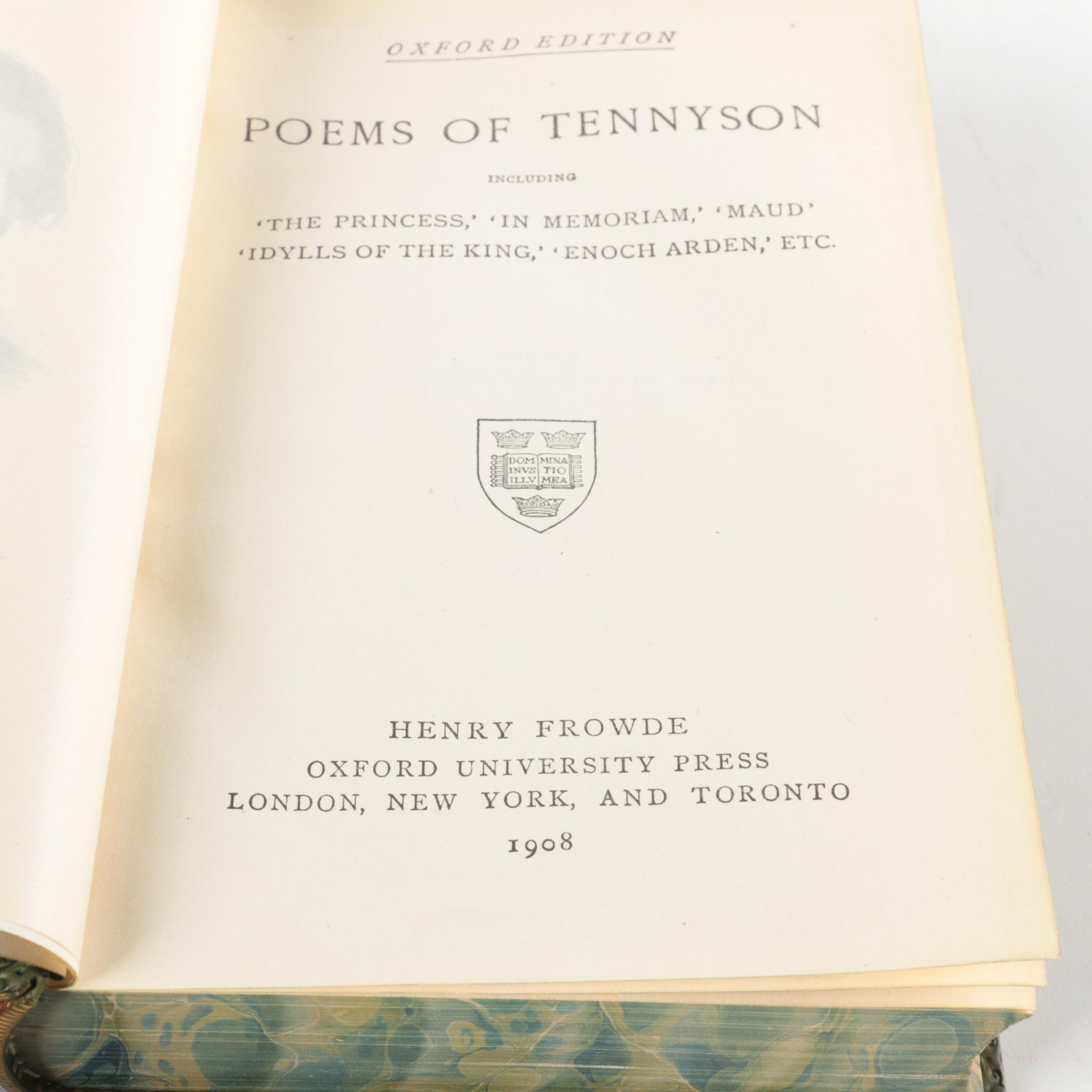 "Poems of Tennyson" and "Hayden's Dictionary of Dates"
