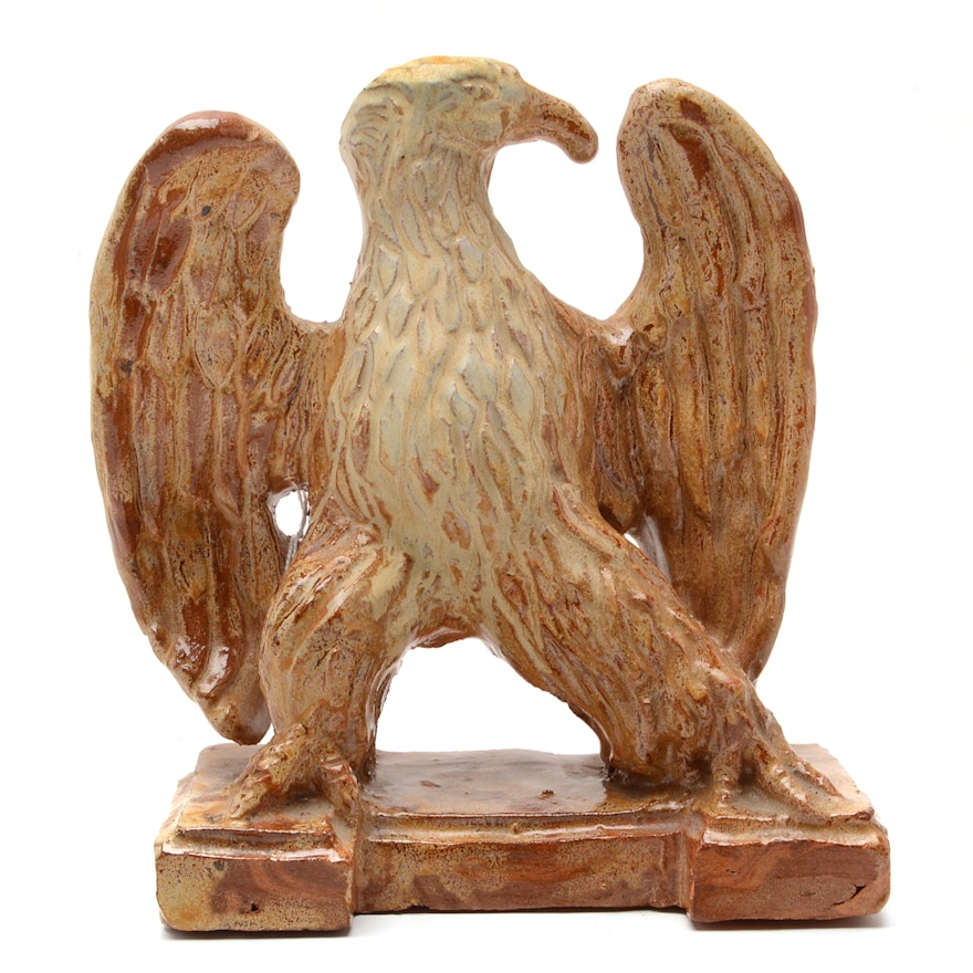 Glazed Ceramic Figure of an Eagle by Artist, Katherine L. Alden