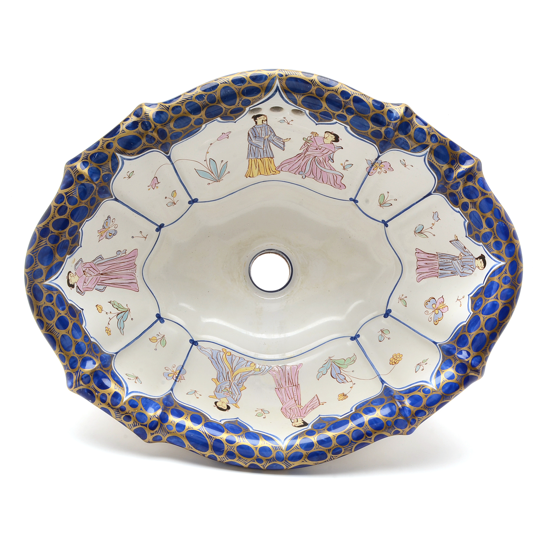 Sherle Wagner Hand Painted Italian Chinoiserie Porcelain Sink