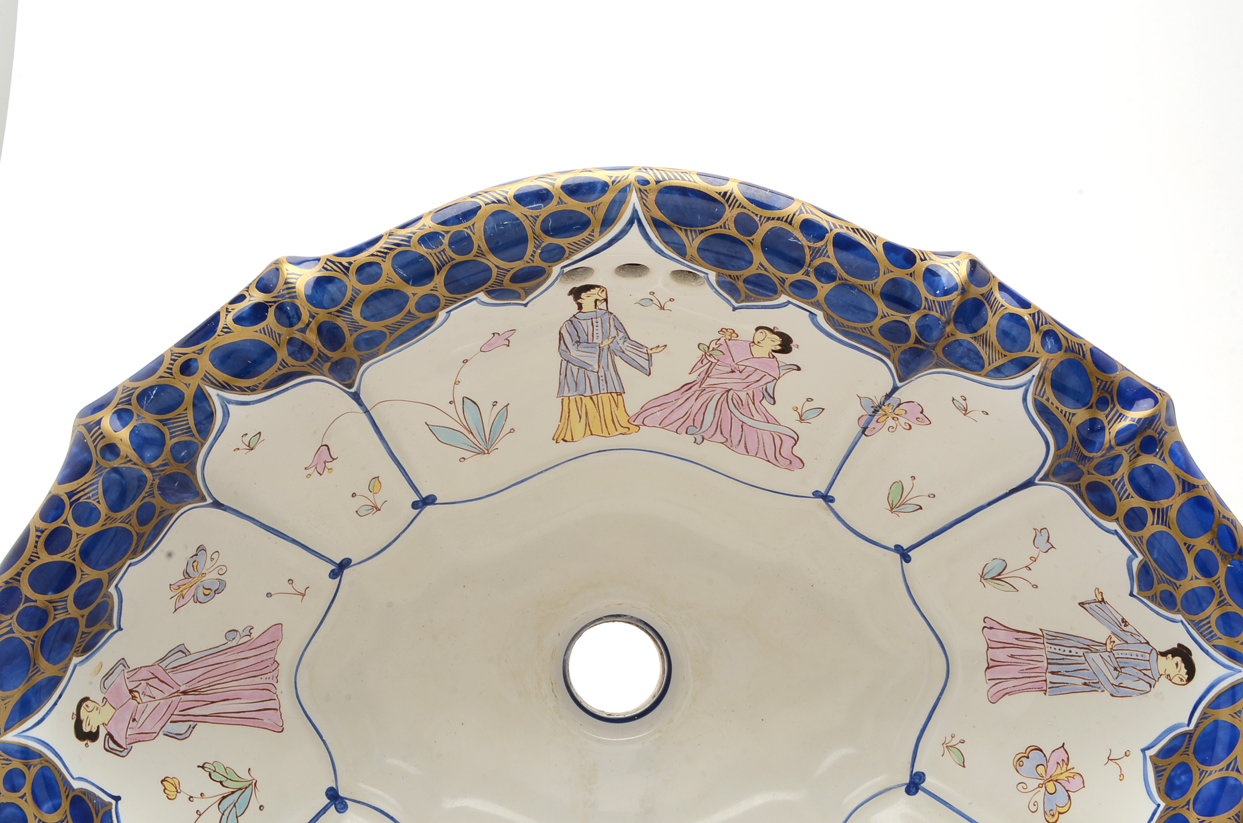 Sherle Wagner Hand Painted Italian Chinoiserie Porcelain Sink