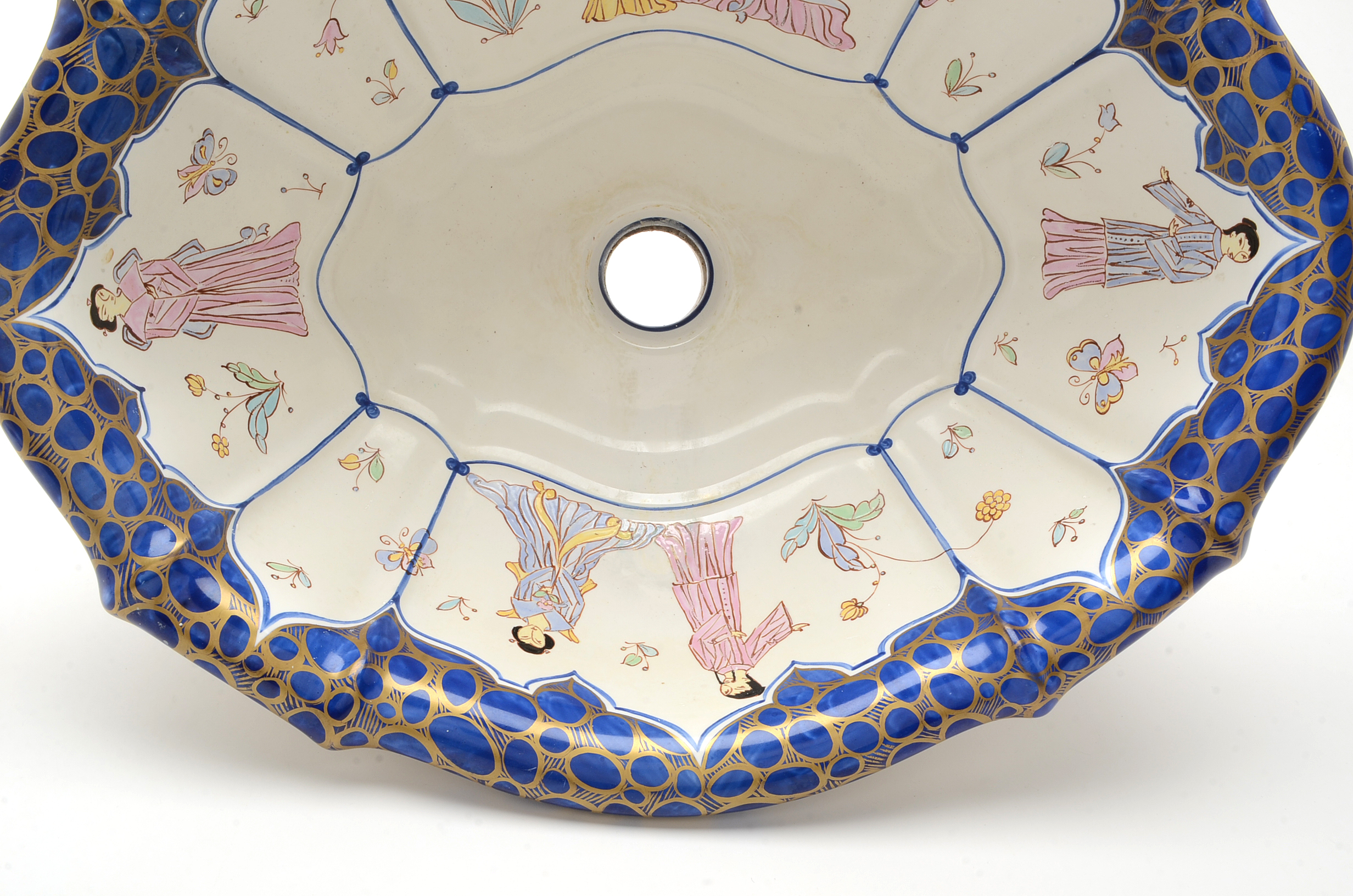 Sherle Wagner Hand Painted Italian Chinoiserie Porcelain Sink