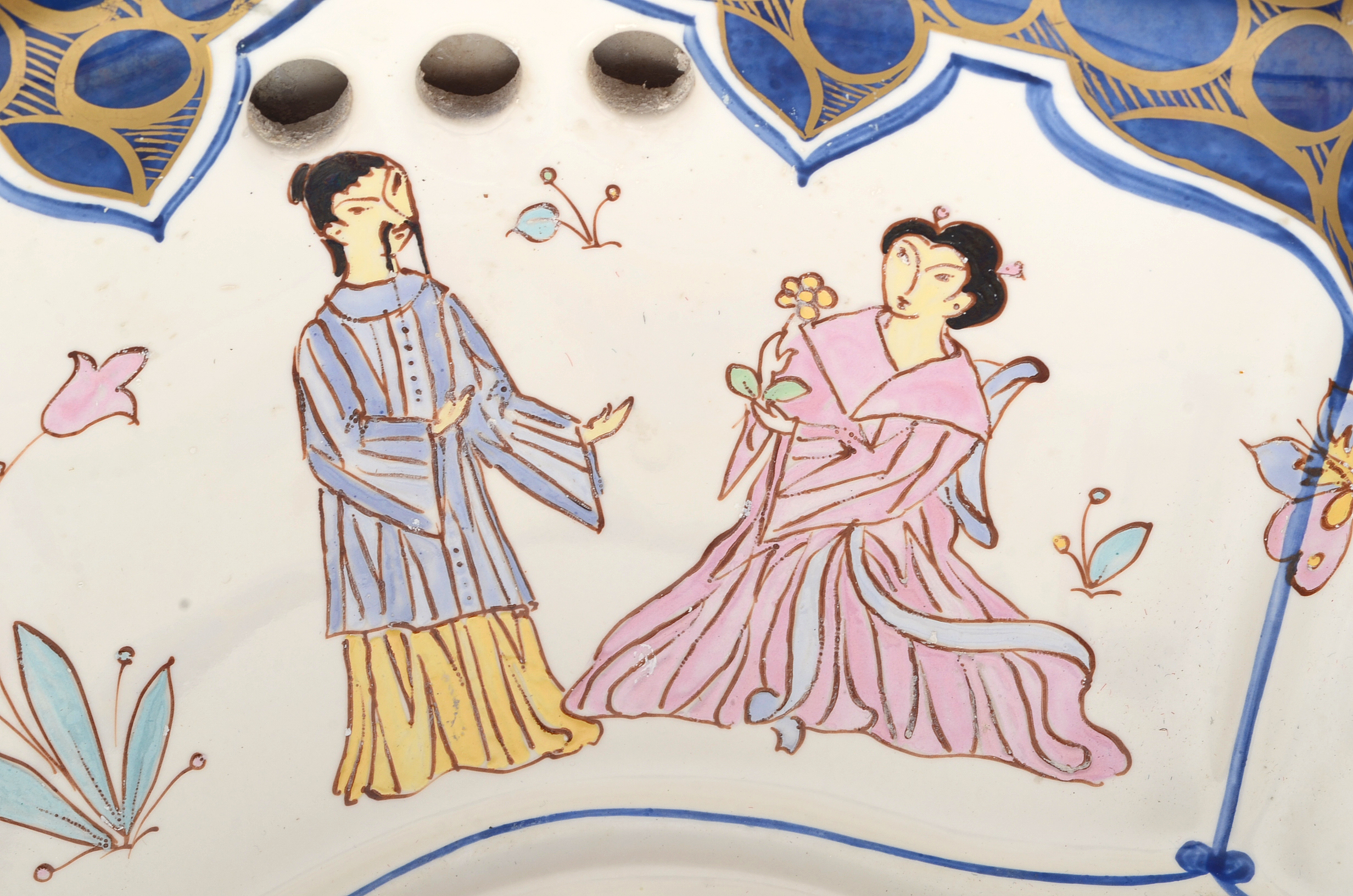 Sherle Wagner Hand Painted Italian Chinoiserie Porcelain Sink