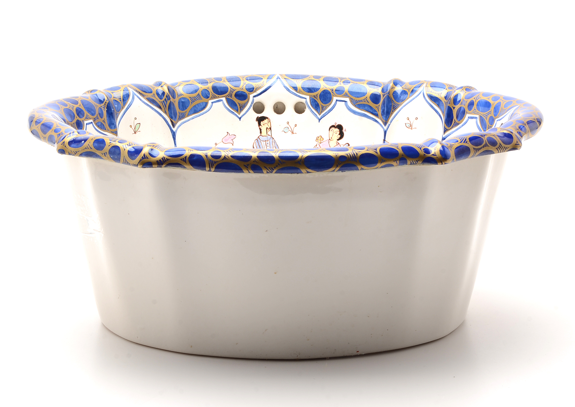 Sherle Wagner Hand Painted Italian Chinoiserie Porcelain Sink