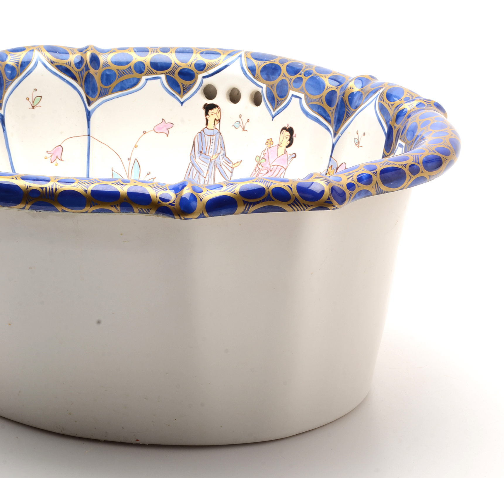 Sherle Wagner Hand Painted Italian Chinoiserie Porcelain Sink