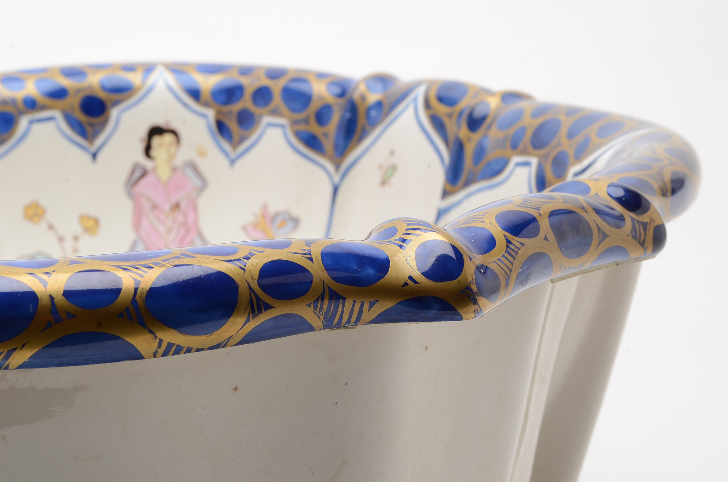Sherle Wagner Hand Painted Italian Chinoiserie Porcelain Sink