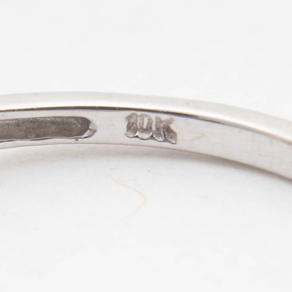 10K White Gold Synthetic Sapphire and Diamond Ring