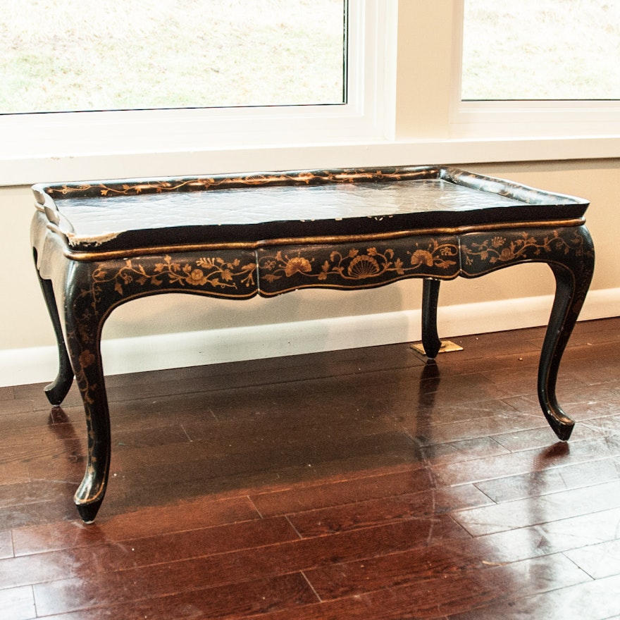 Black Lacquer Chinoiserie Coffee Table