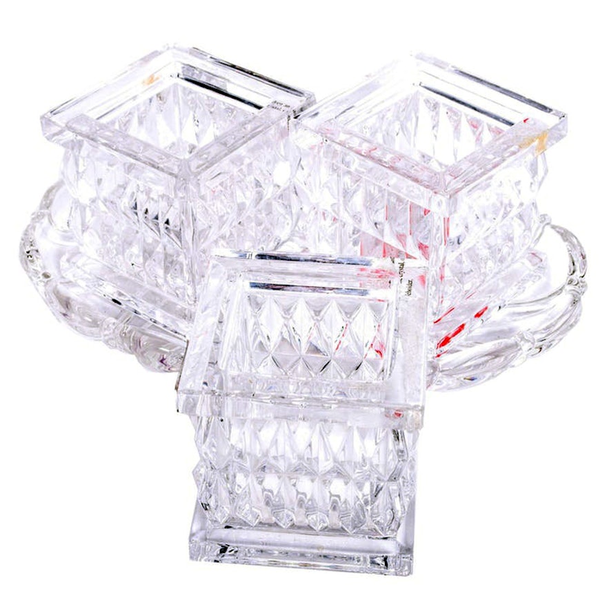 Mikasa "Peppermint" Sweets Dish and Marquis by Waterford Crystal Candle Holders