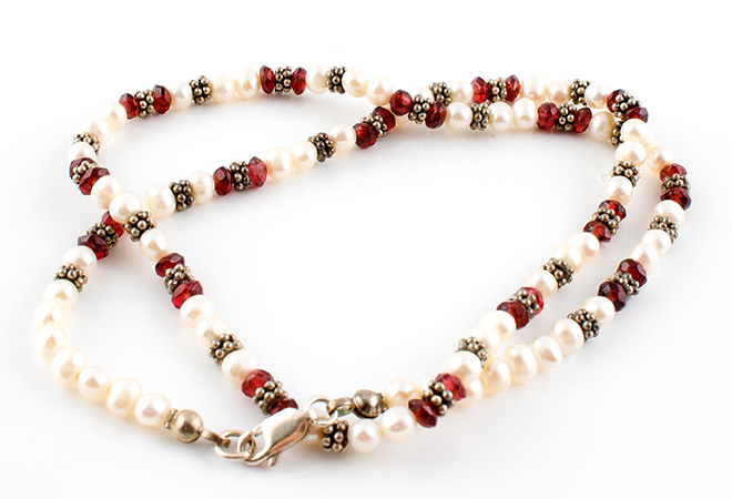 Sterling Silver Jewelry Featuring Garnets, Freshwater Pearls and Hematite