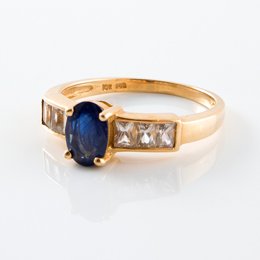 10K Yellow Gold and Sapphire Ring