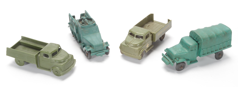 1950's Military Toys including Dinky, Tootsie Toys, and Auburn Rubber Co.