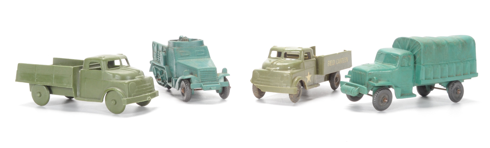 1950's Military Toys including Dinky, Tootsie Toys, and Auburn Rubber Co.