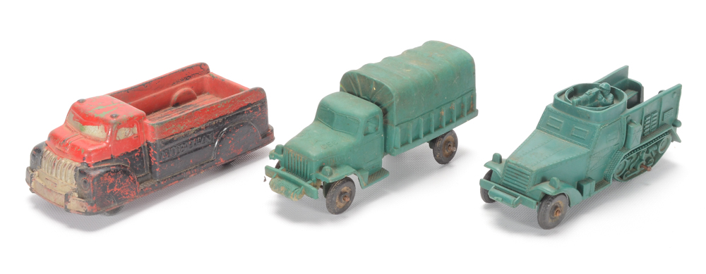 1950's Military Toys including Dinky, Tootsie Toys, and Auburn Rubber Co.