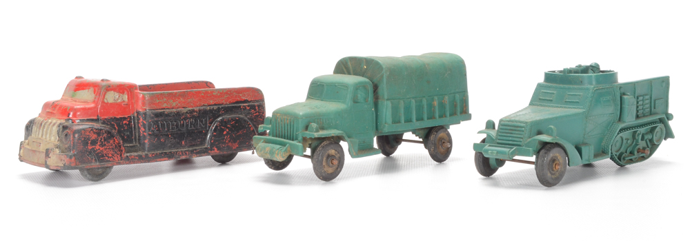 1950's Military Toys including Dinky, Tootsie Toys, and Auburn Rubber Co.