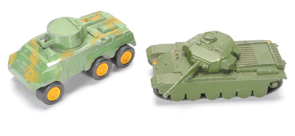 1950's Military Toys including Dinky, Tootsie Toys, and Auburn Rubber Co.