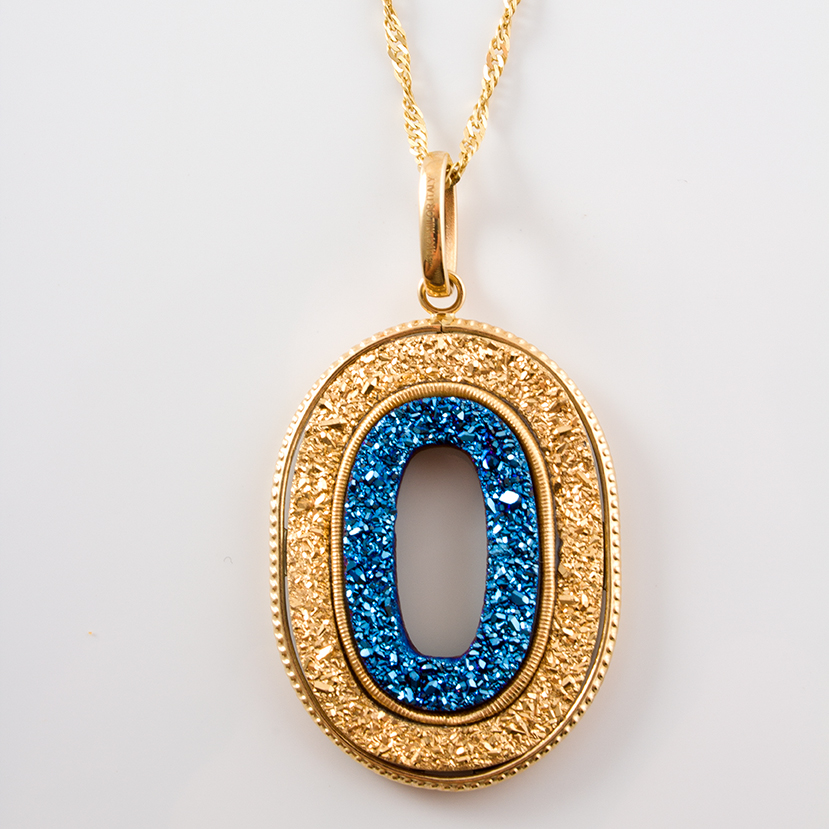 14K Yellow Gold Milor Necklace with Coated Druzy Pendant