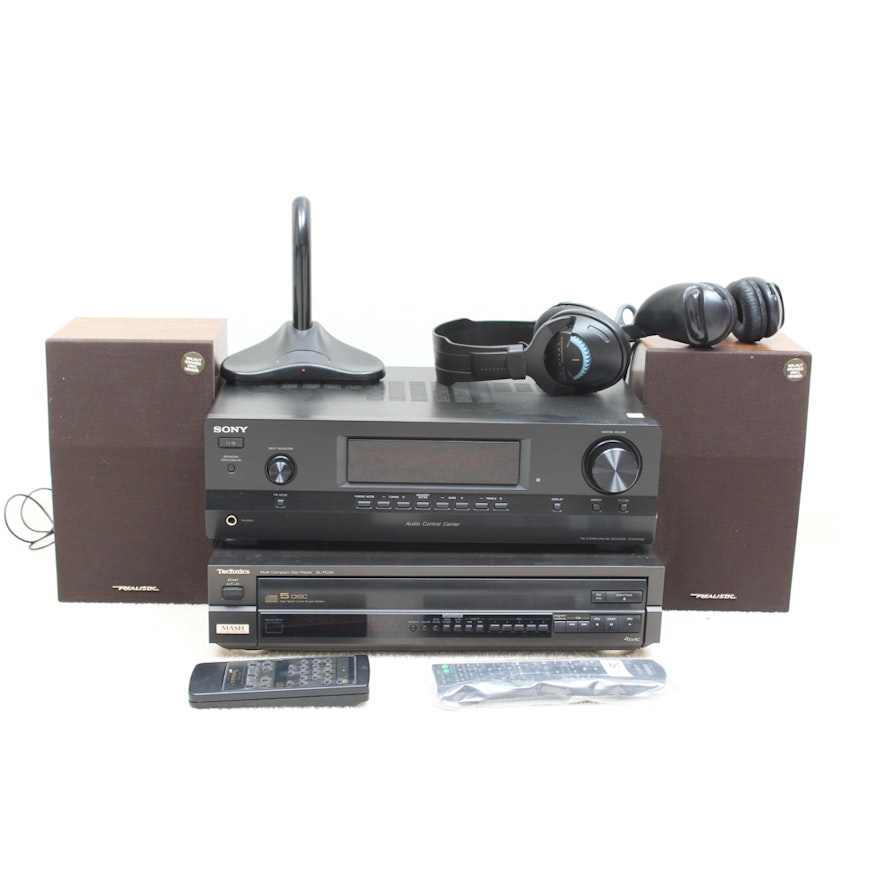 Sony Stereo Receiver and Technics CD Changer