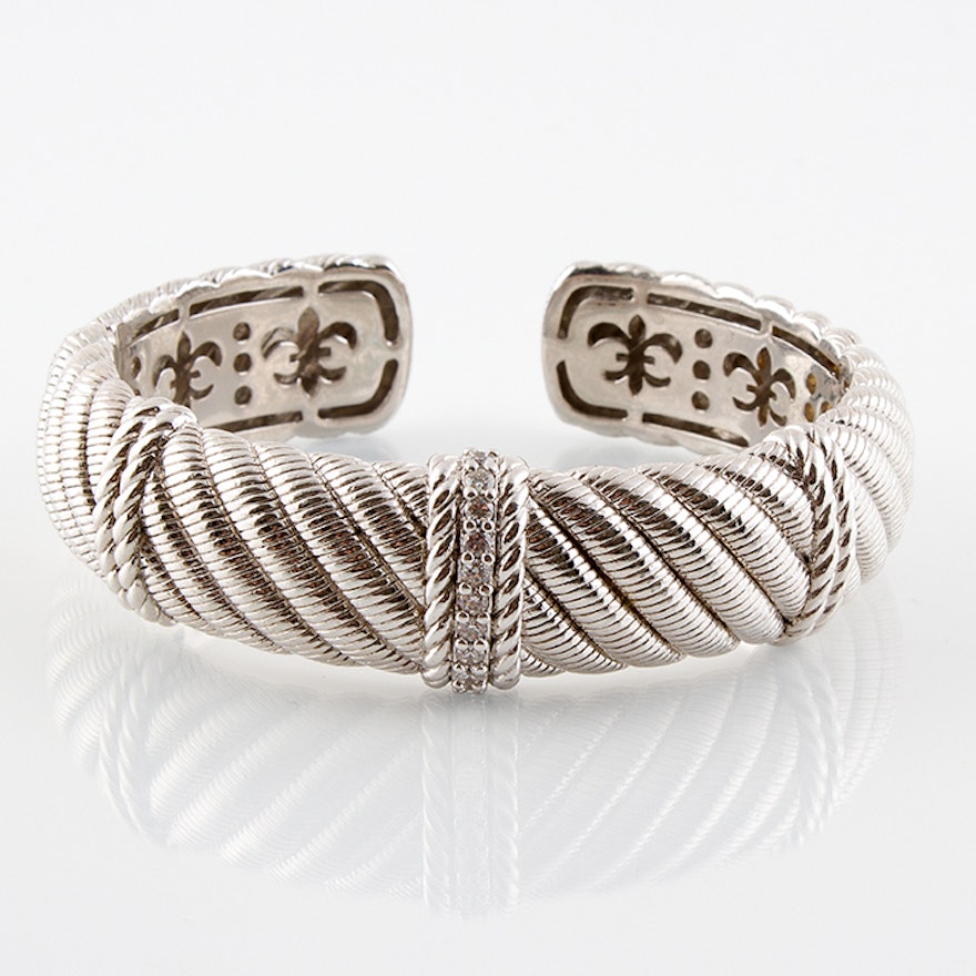 Judith Ripka Sterling Silver Cuff Bracelet