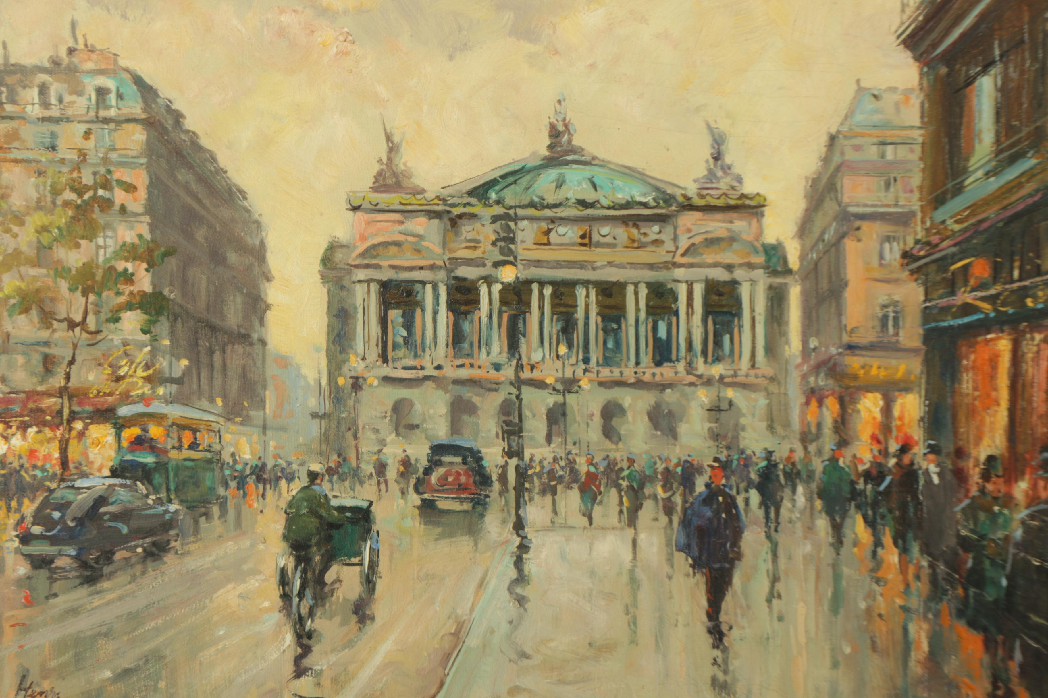 Henri Renard Oil Painting on Canvas of Paris Street Scene