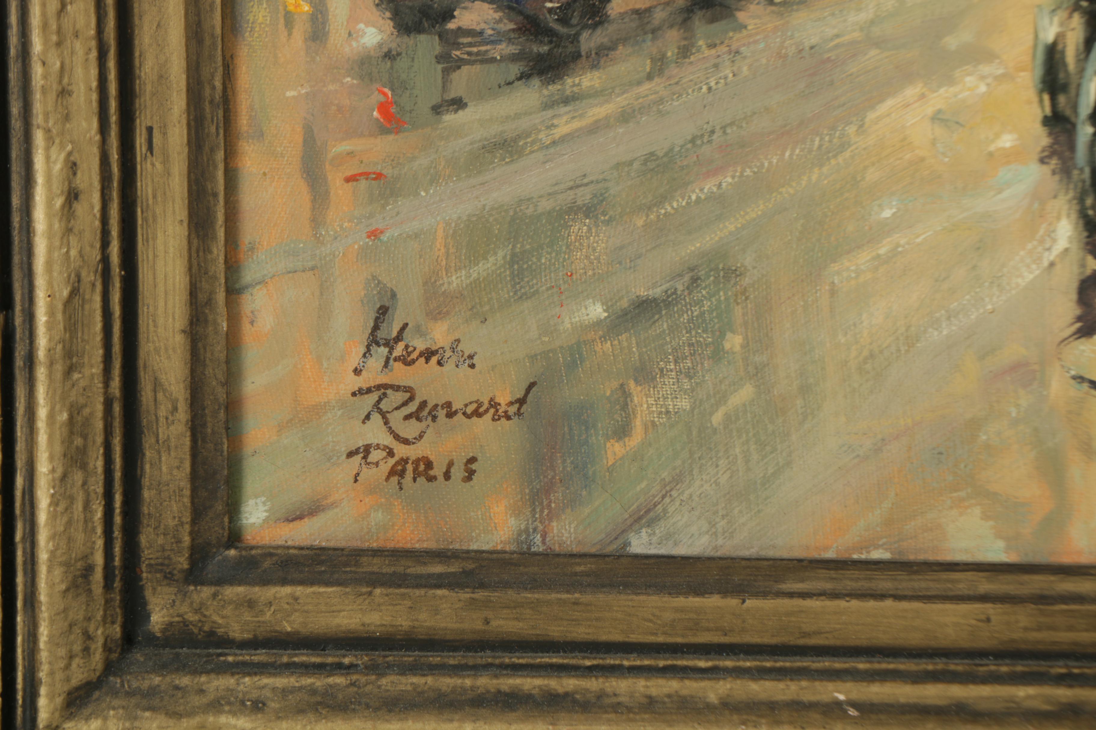Henri Renard Oil Painting on Canvas of Paris Street Scene