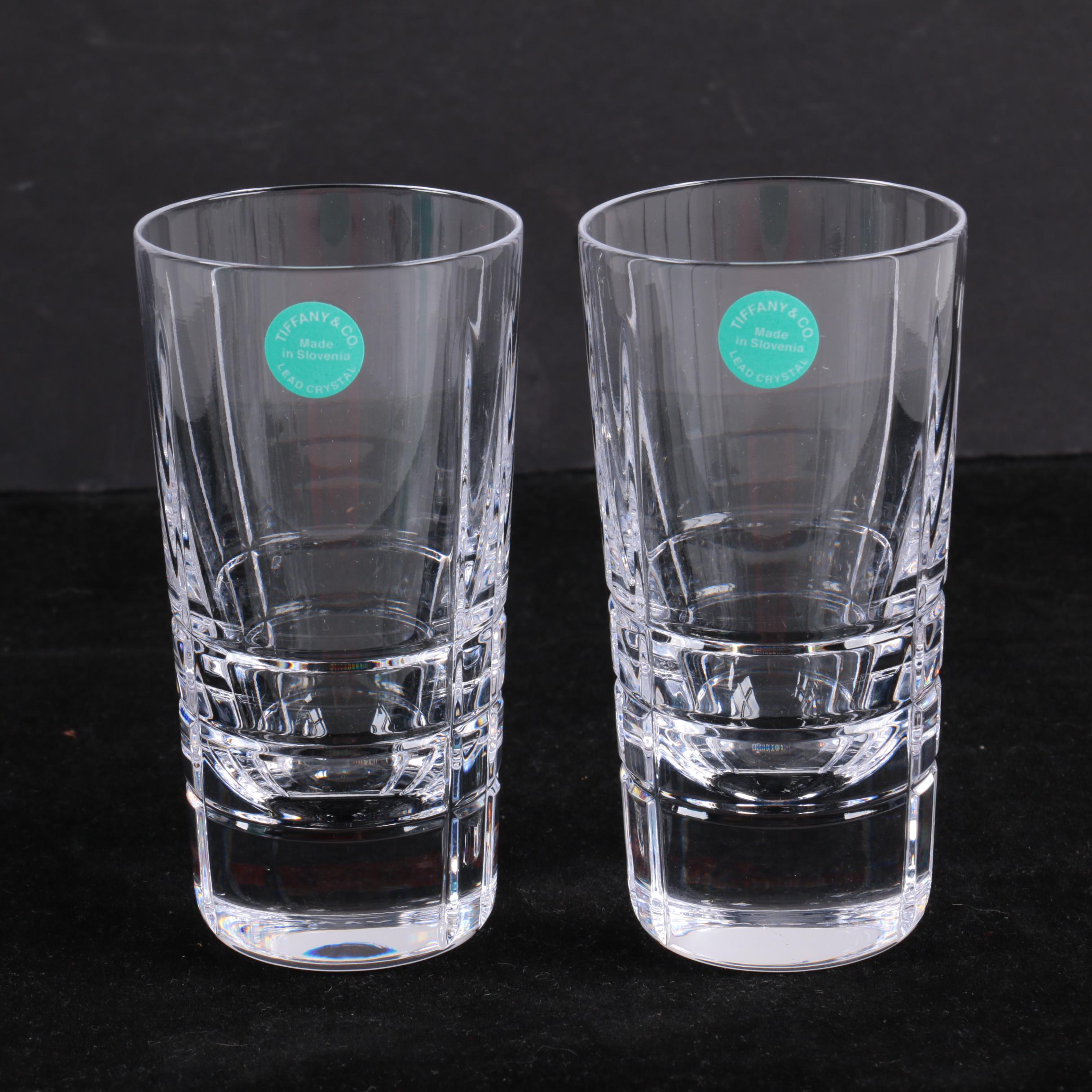 Tiffany & Co. "Plaid" Crystal Double Shot Glasses