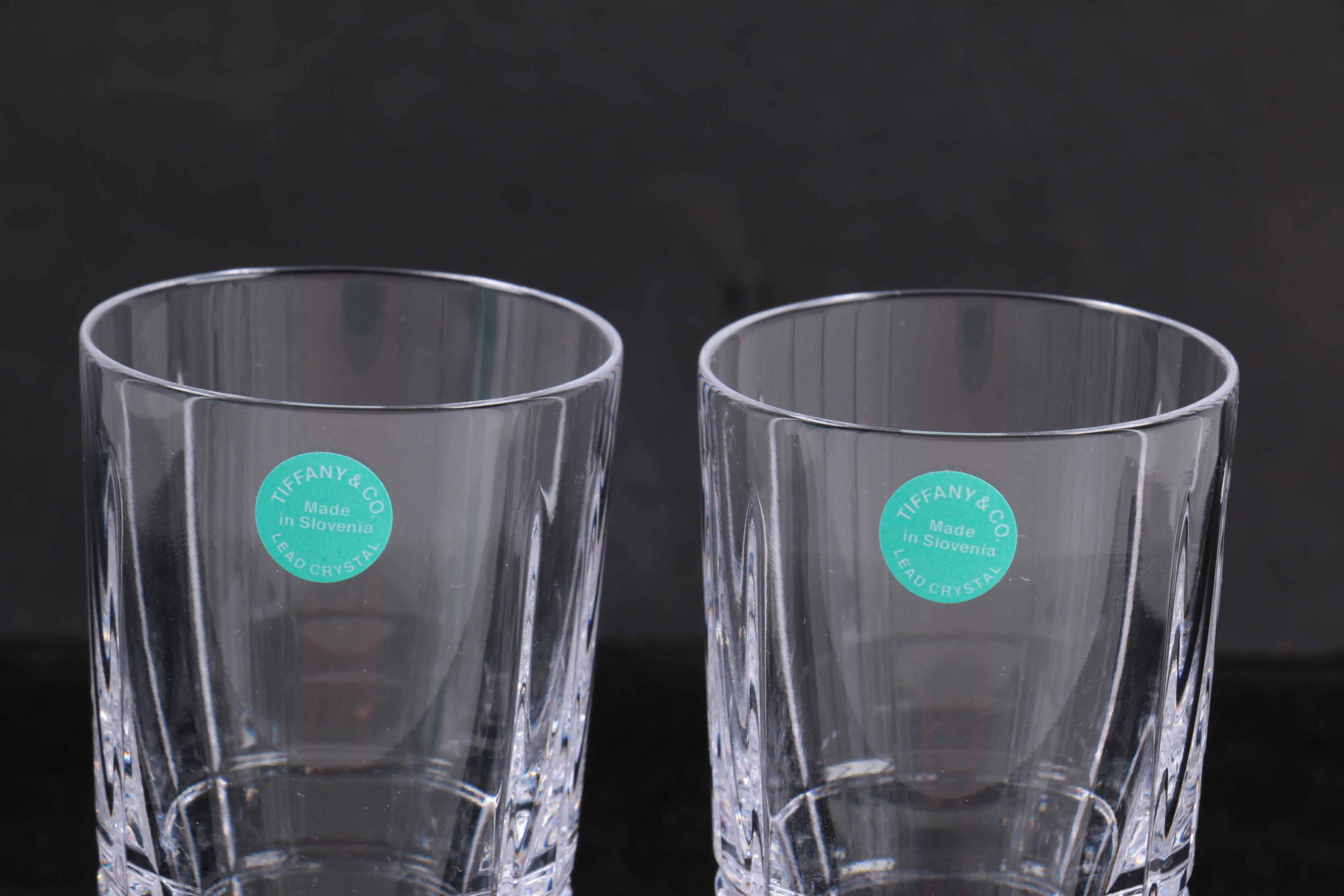 Tiffany & Co. "Plaid" Crystal Double Shot Glasses