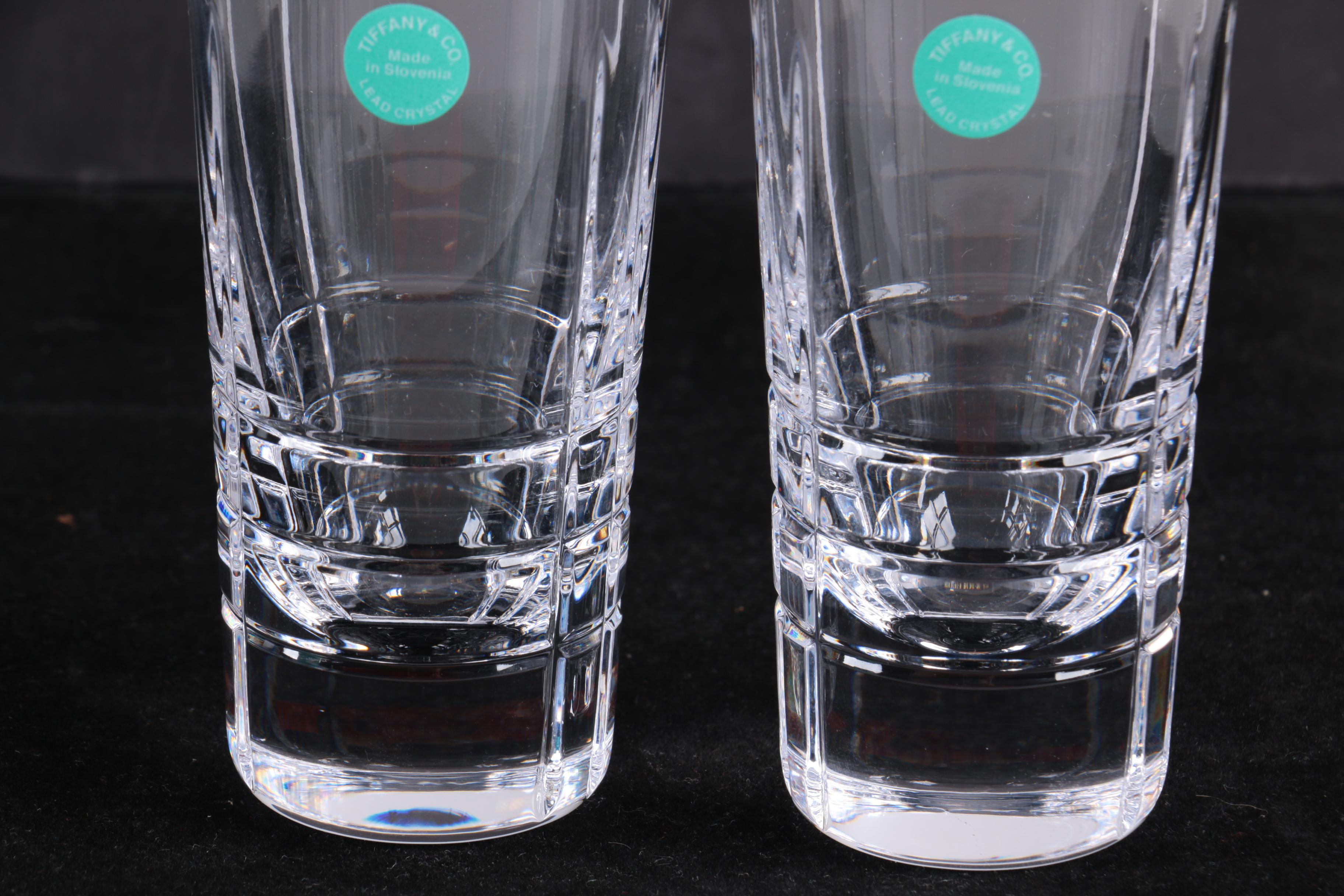 Tiffany & Co. "Plaid" Crystal Double Shot Glasses