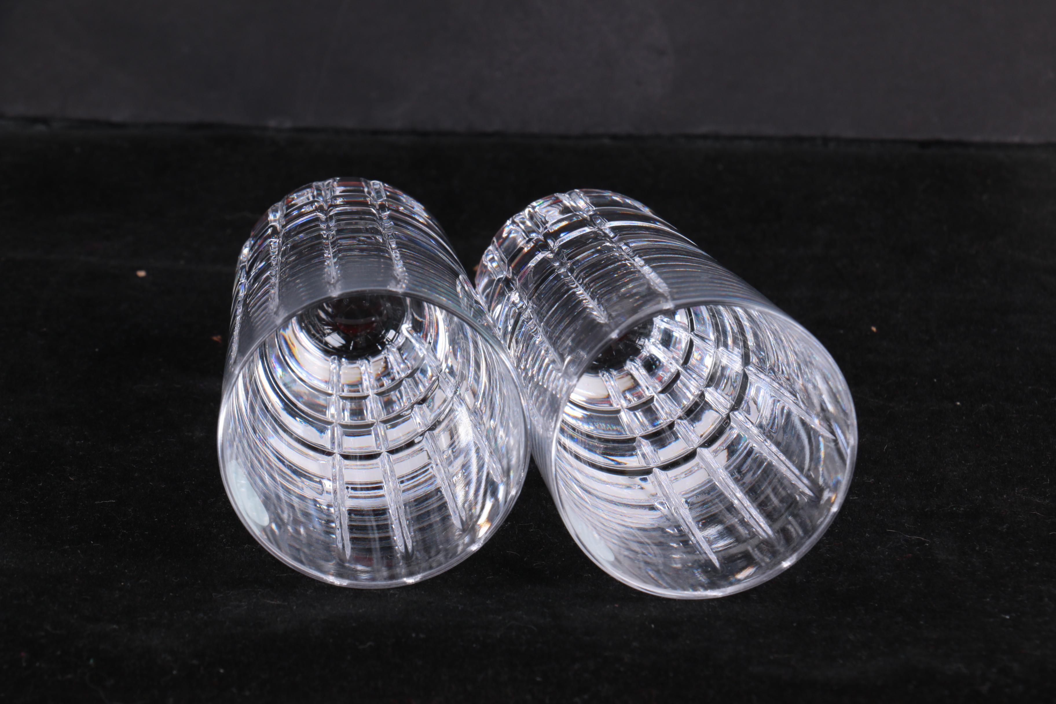 Tiffany & Co. "Plaid" Crystal Double Shot Glasses