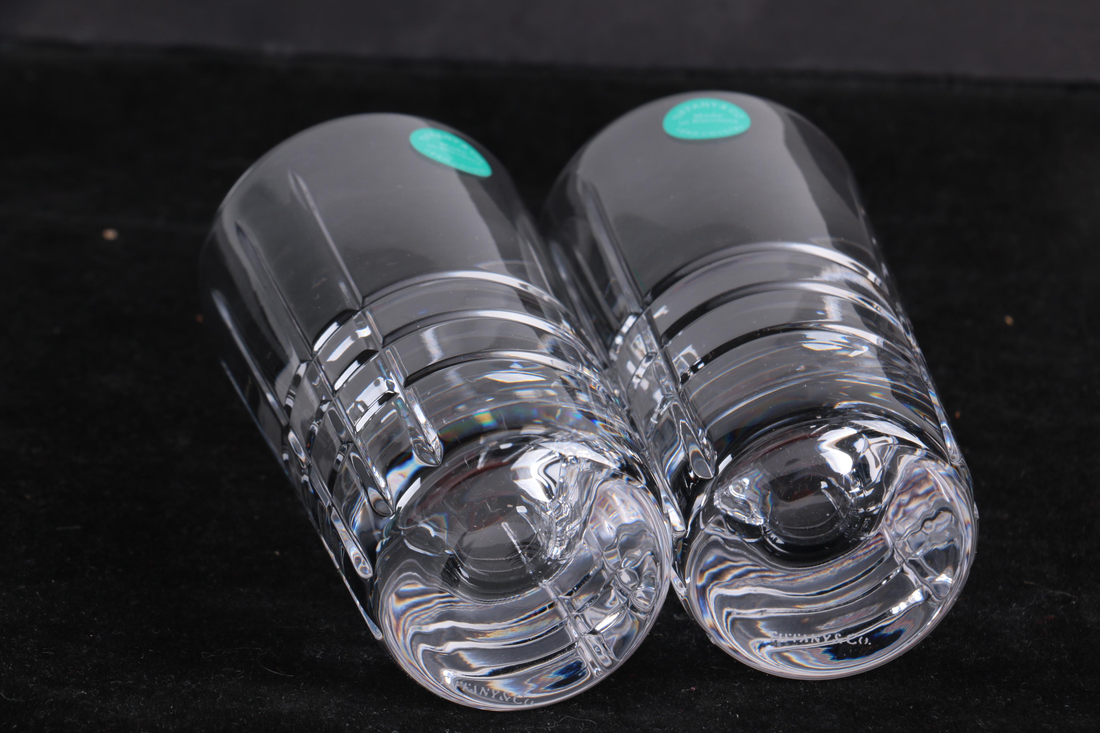 Tiffany & Co. "Plaid" Crystal Double Shot Glasses