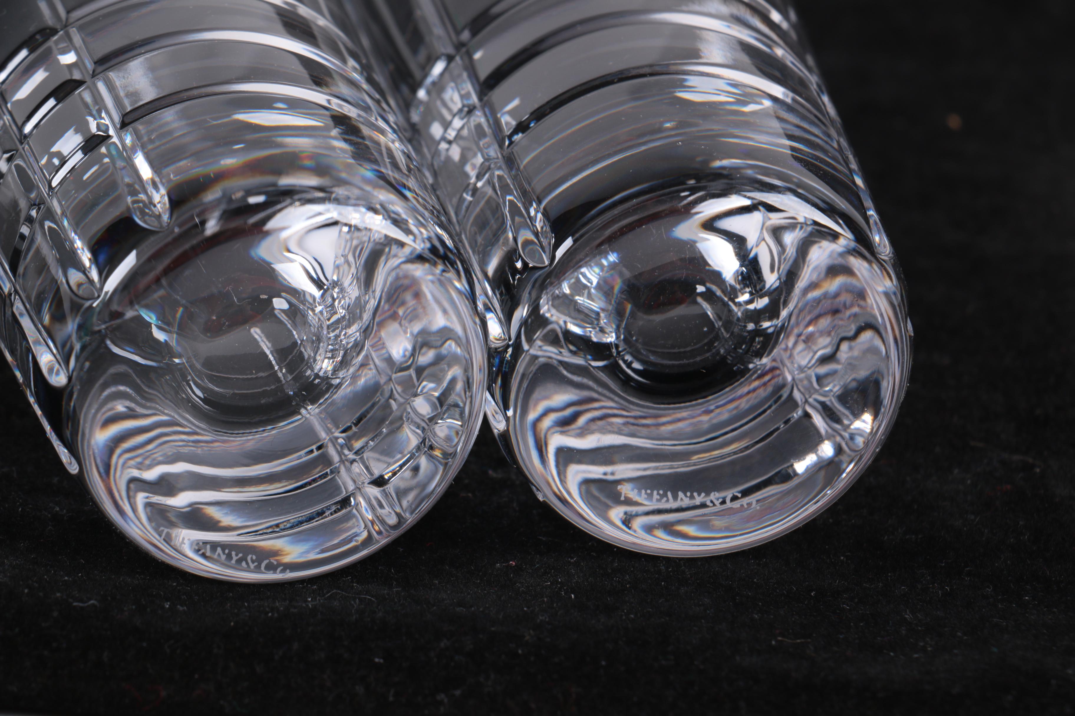 Tiffany & Co. "Plaid" Crystal Double Shot Glasses