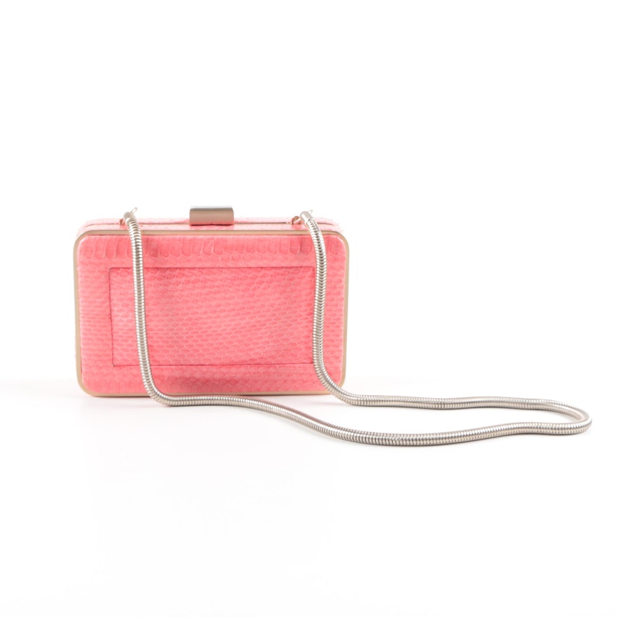 Reiss Dyed Pink Snakeskin Clutch