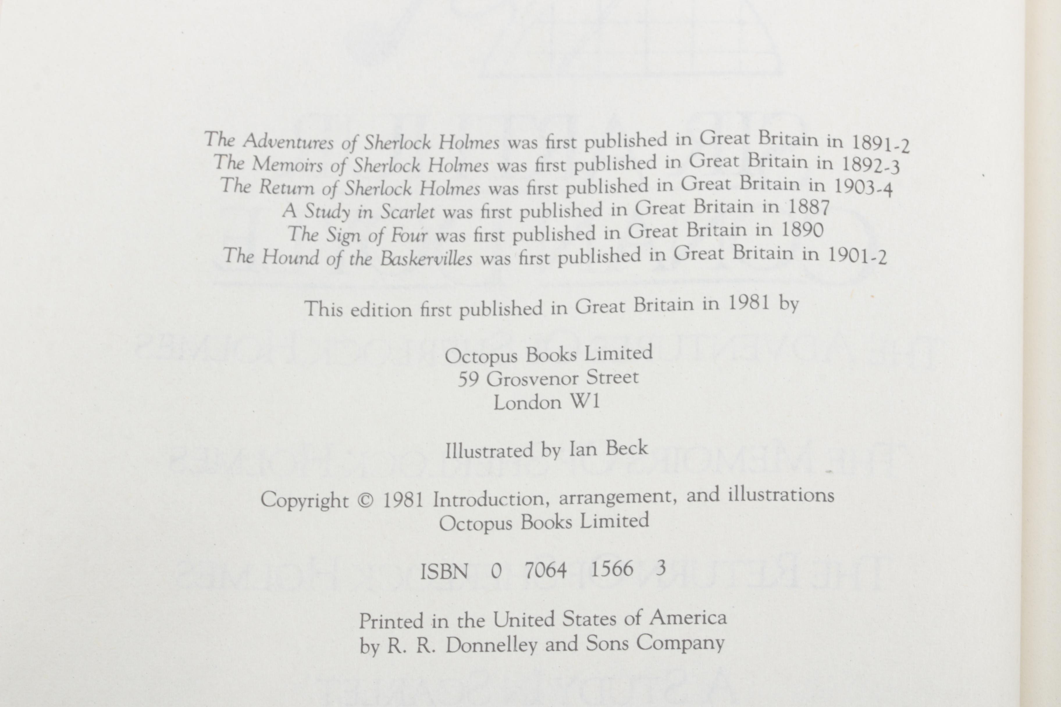 1981 "The Celebrated Cases of Sherlock Holmes" Anthology